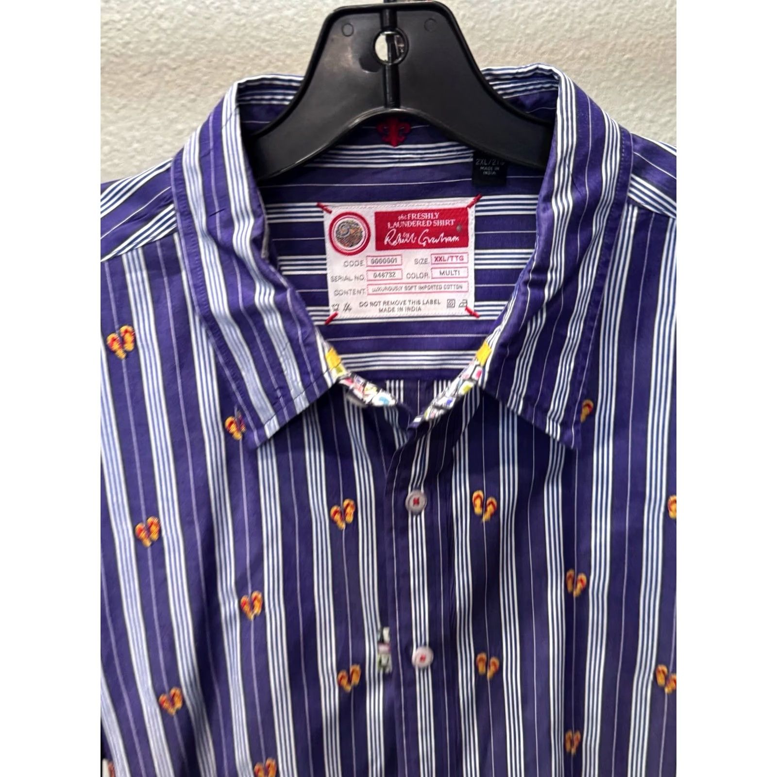 Robert Graham Robert Graham Men 2XL Embroidered Sandals Flip Flops Shirt Long Sleeve Multicolor 18x 37/38 Size US XXL / EU 58 / 5 - 4 Thumbnail