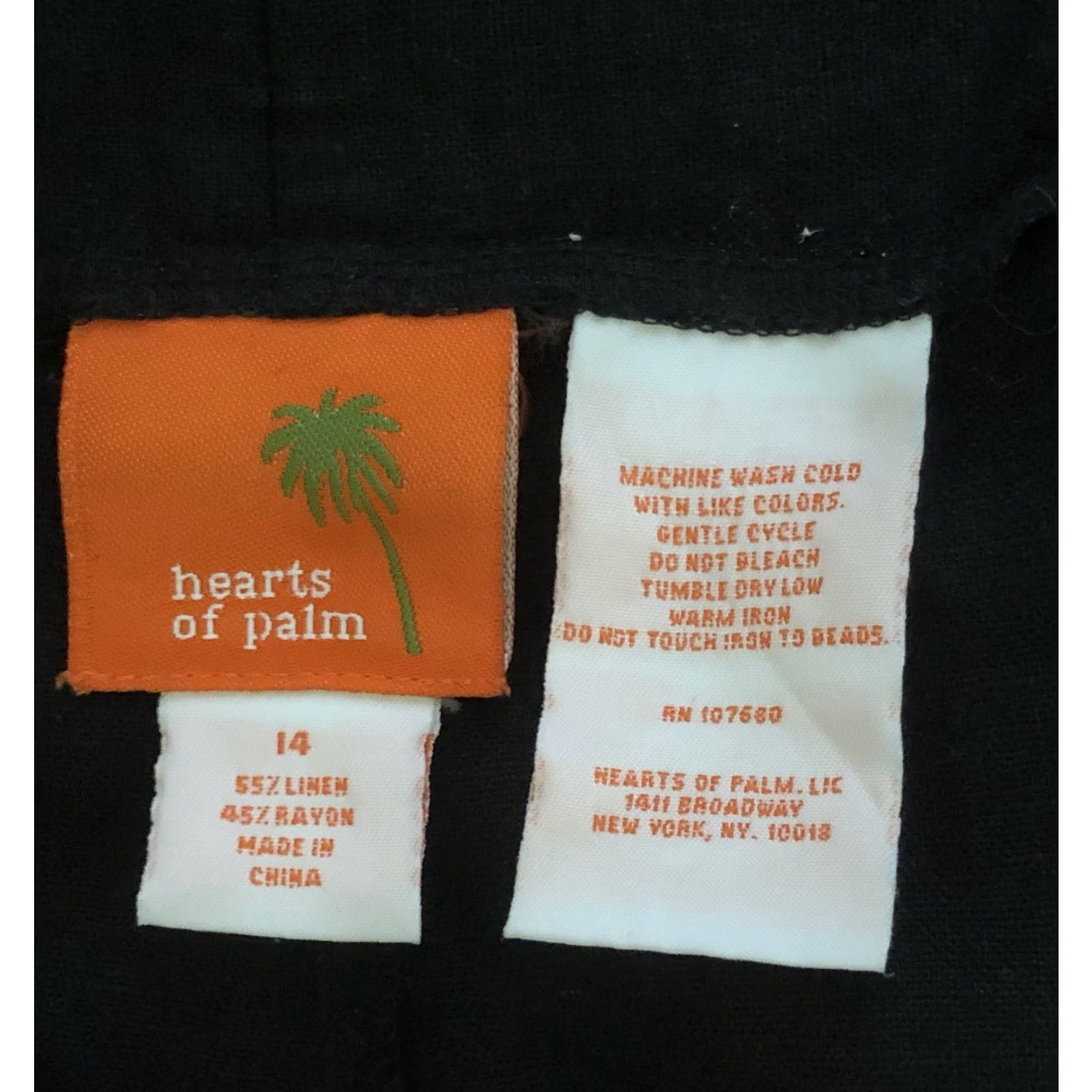 Vintage Hearts Of Palm Pants Cropped 14 Black Beaded High-rise 32"W Linen Rayon Inseam 24" x-? Size 24" / US 00 / IT 34 - 4 Thumbnail