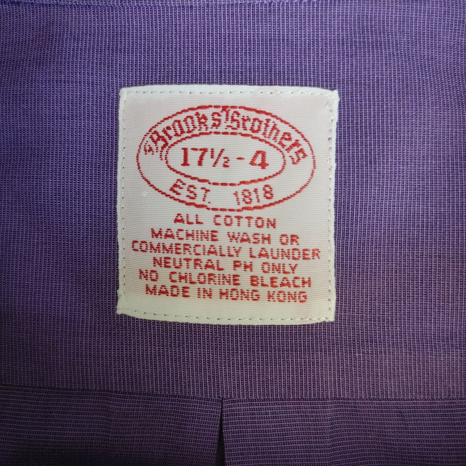 Brooks Brothers Brooks Brothers Men's 17.5-4 Purple Long Sleeve Dress Shirt Size US L / EU 52-54 / 3 - 3 Thumbnail