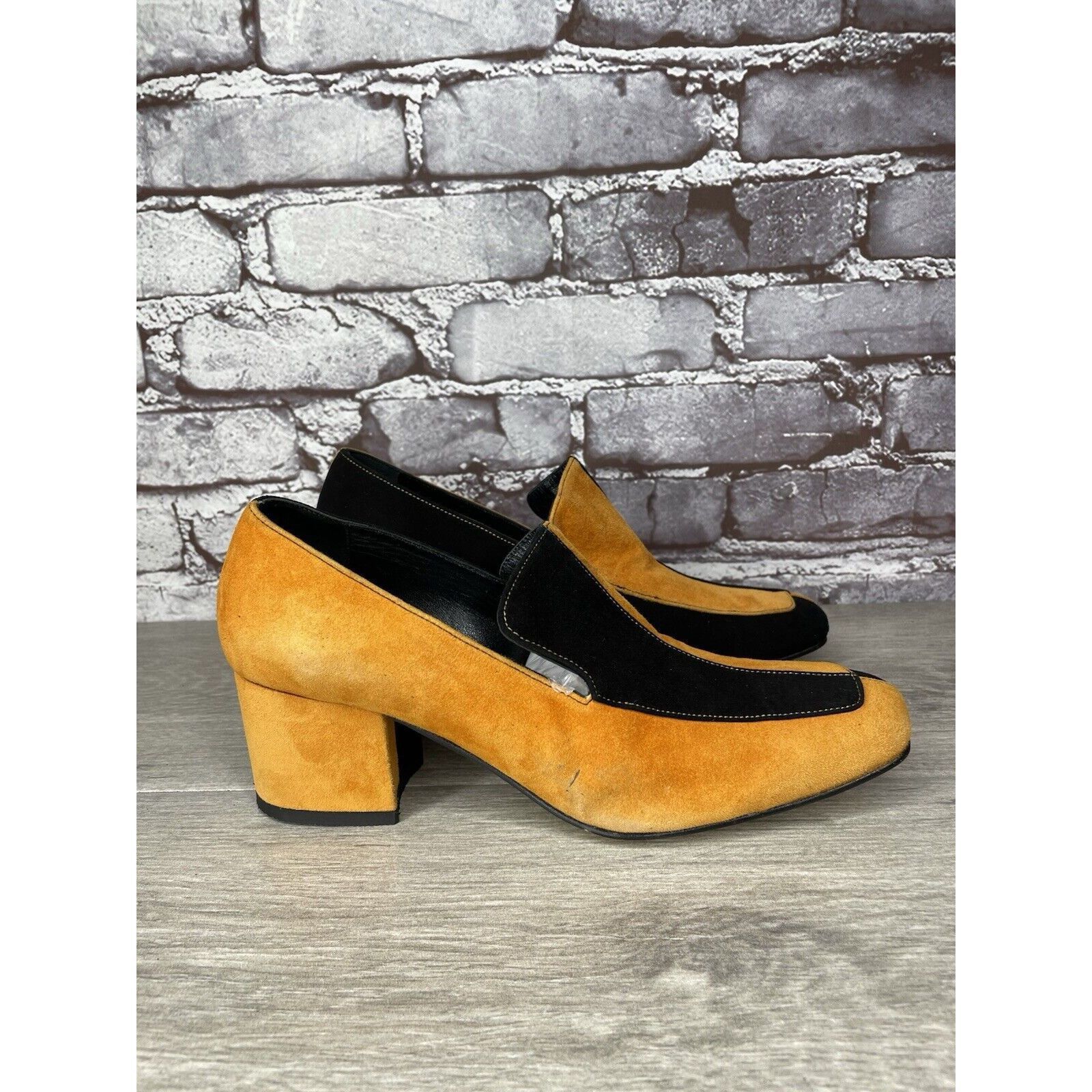 DORA TEYMUR DORATEYMUR Marigold Suede Black Leather Split Designer Mule Size US 7.5 / IT 37.5 - 21 Thumbnail