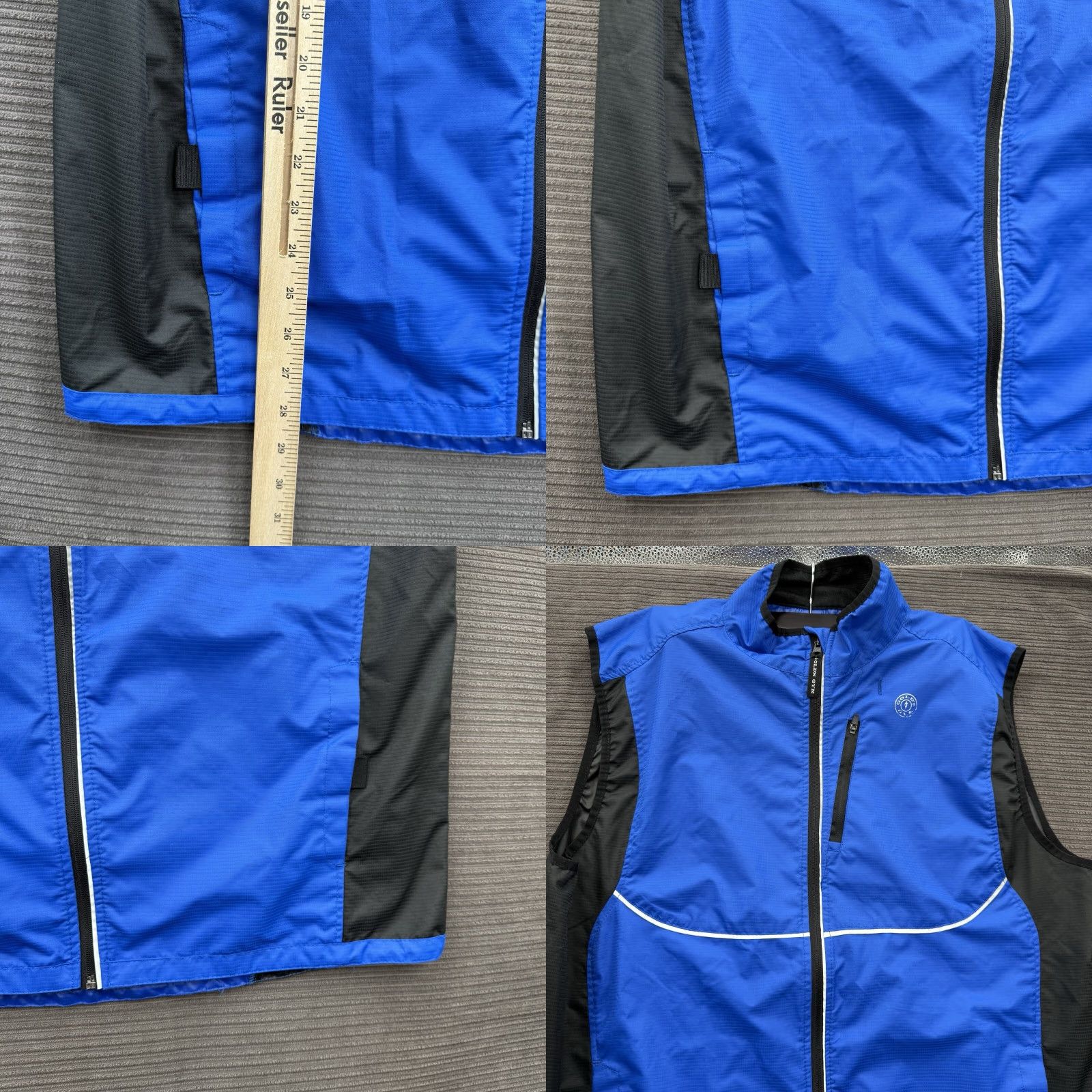 Vintage Gold's Gym Vest Men XL Black Blue Polyester Full Zip Workout Gym Training Vest Men's XL Black Blue Full Zip Size US XL / EU 56 / 4 - 8 Thumbnail