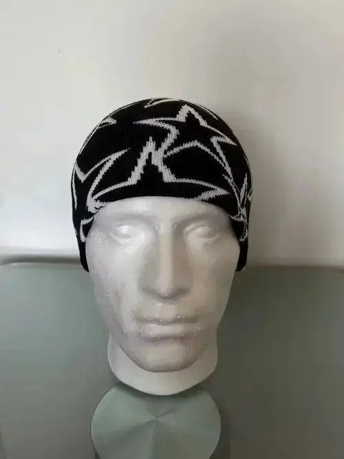 Japanese Brand Fukuzawa x Mao Y2K Star Beanie (black+white) Size ONE SIZE - 7 Thumbnail