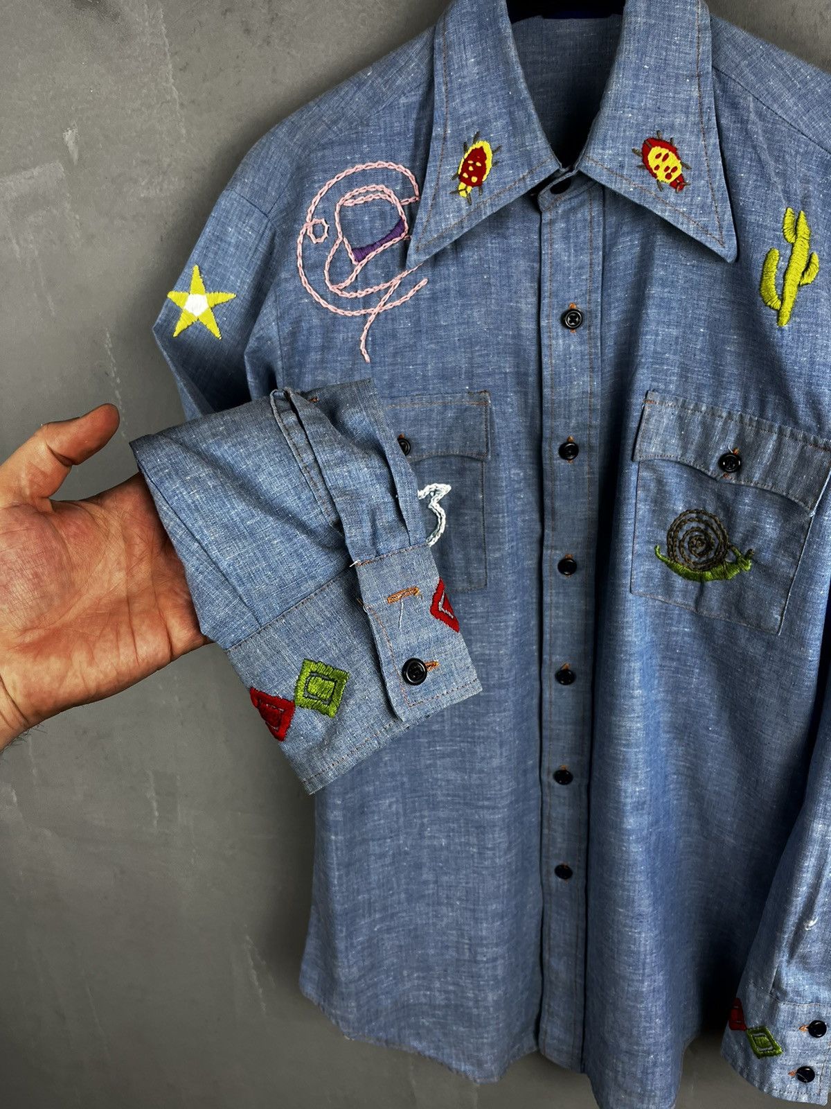 Vintage Vintage 70s Sears Jeans Joint Long Sleeve Button Shirt Size US M / EU 48-50 / 2 - 5 Thumbnail