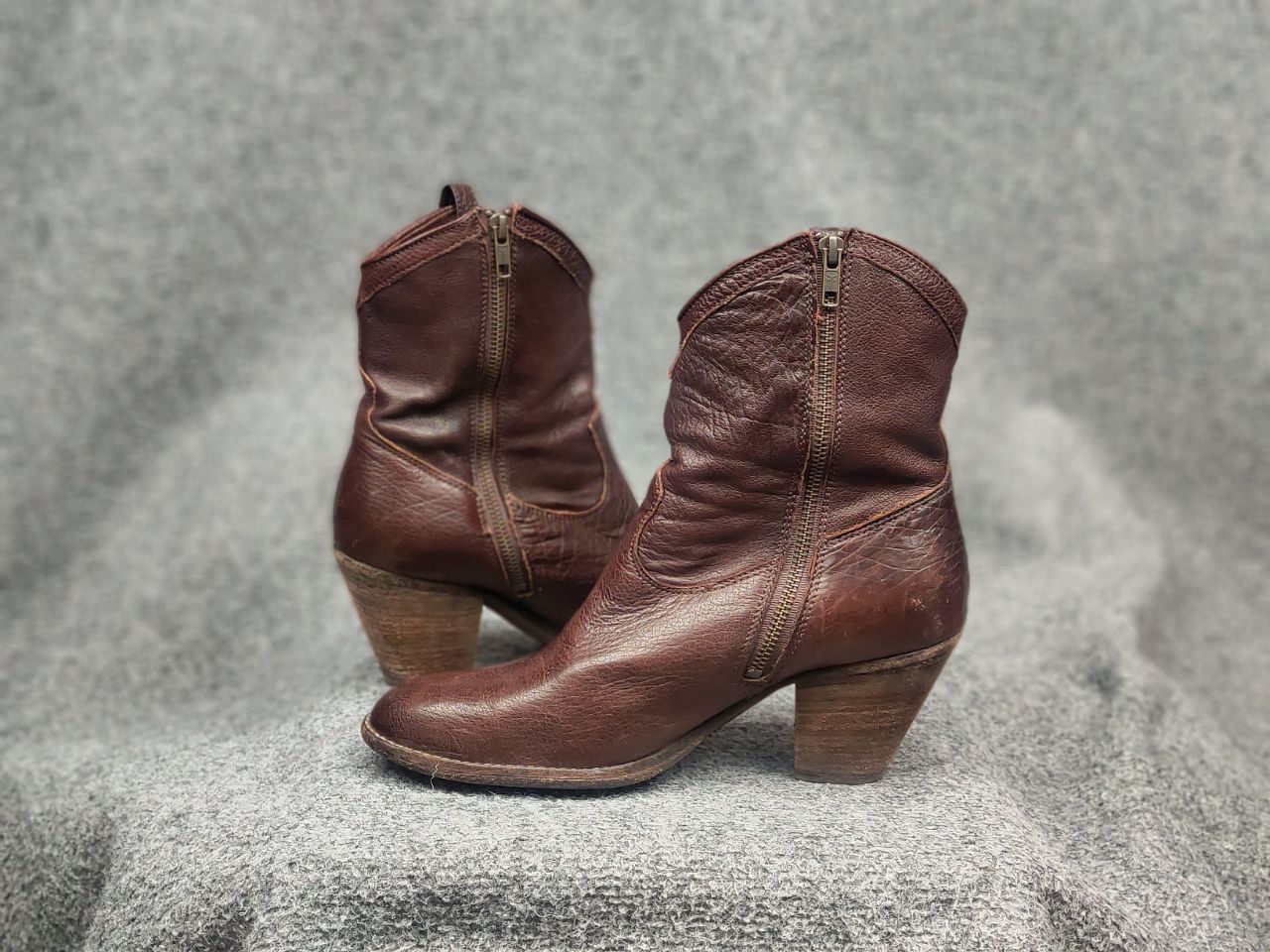 Frye Frye Design Tailor Shorts Ankle Leather Brown Zip Boots Size US 10 / IT 40 - 3 Thumbnail