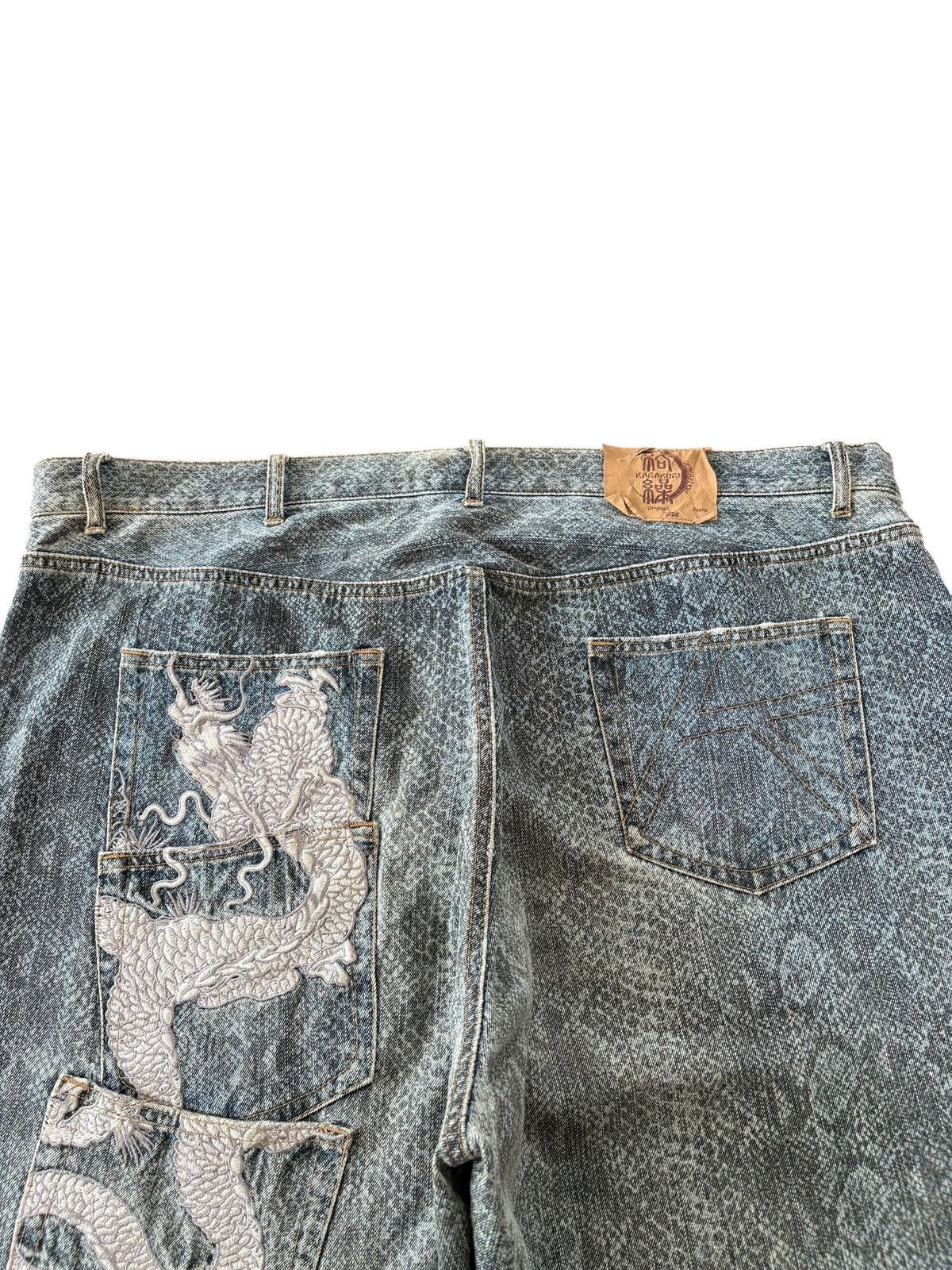 JNCO Vintage Japanese Karakuri Dragon Skin Embroidery Jeans Size US 44 / EU 60 - 8 Thumbnail