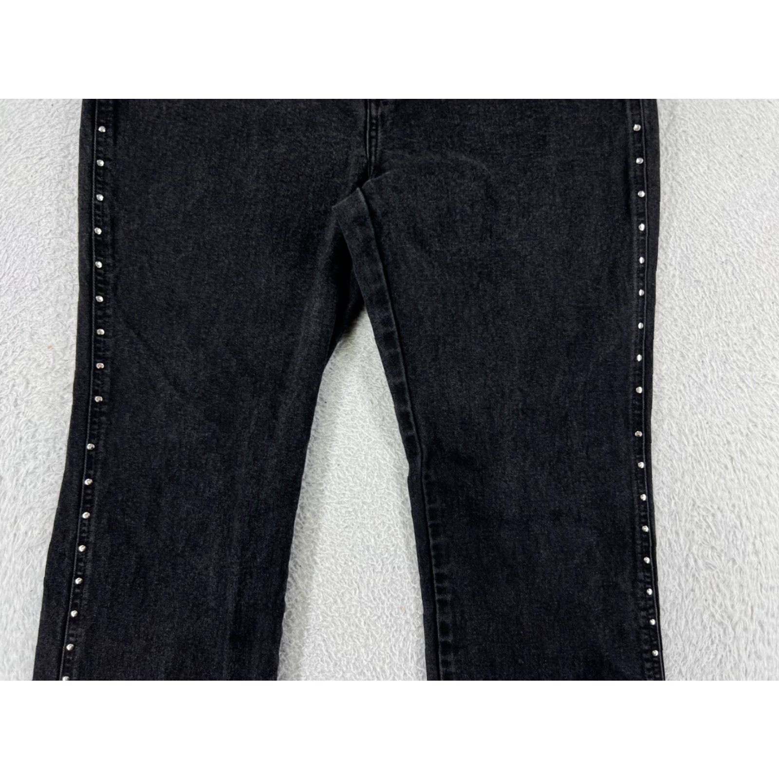 Vintage Style&co. Jeans Womens 10P Black Denim Straight Leg 100% Cotton Studded 5-Pocket Design Size 32" / US 10 / IT 46 - 6 Thumbnail