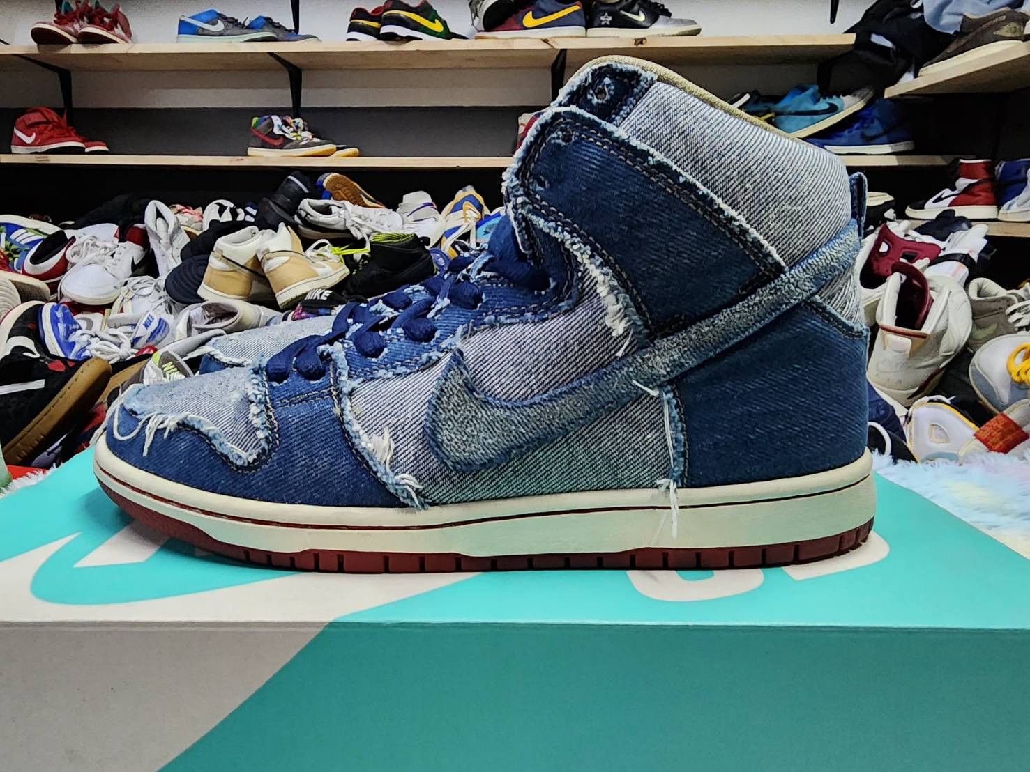 image of Nike Sb Dunk High Reese Forbes Shoes in Denim, Men's (Size 8)