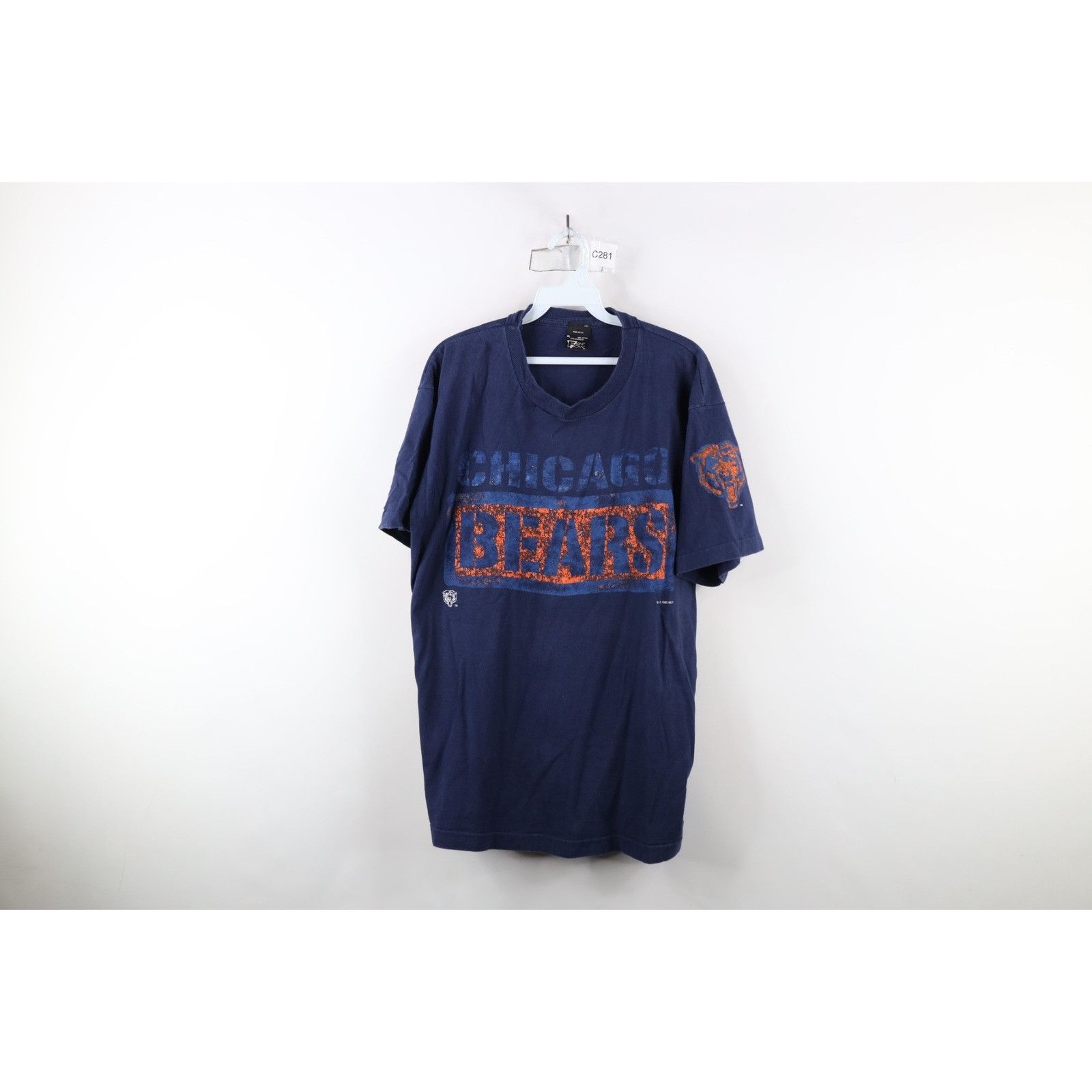 Vintage Vintage 90s Faded Spell Out Chicago Bears Football T-Shirt Size US XL / EU 56 / 4 - 1 Thumbnail