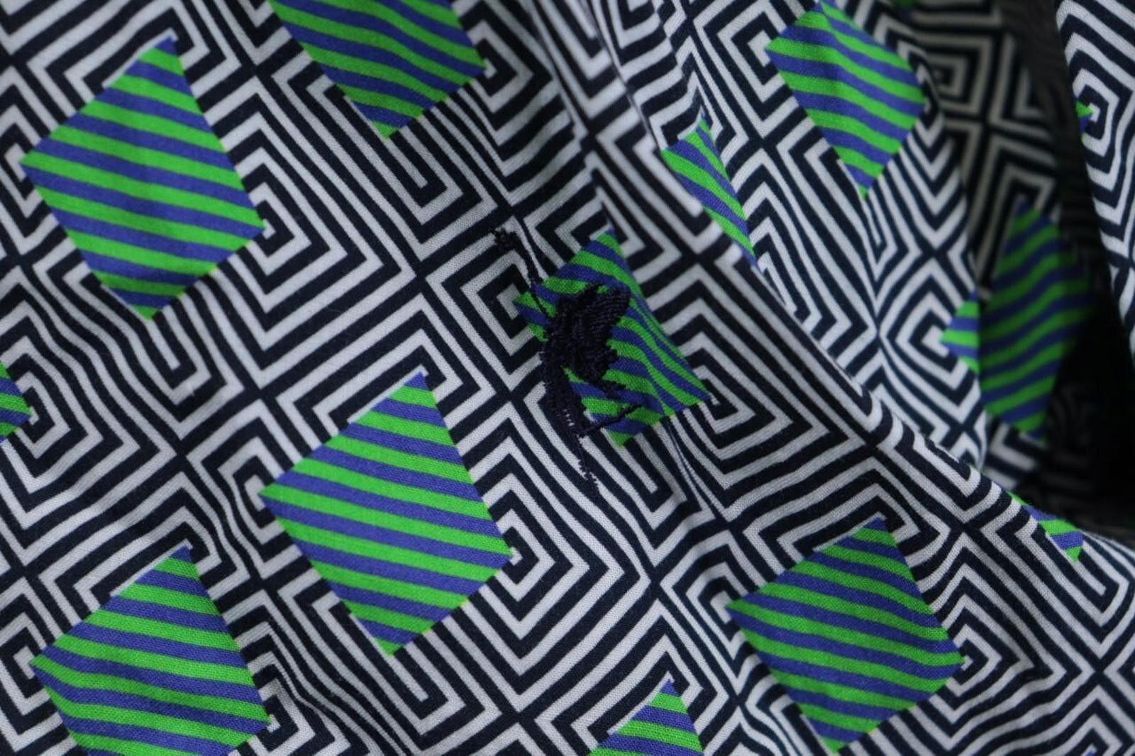 Designer Emily Van Den Bergh Green Geometric Summer Shirt Top Size 38 Size M / US 6-8 / IT 42-44 - 9 Thumbnail