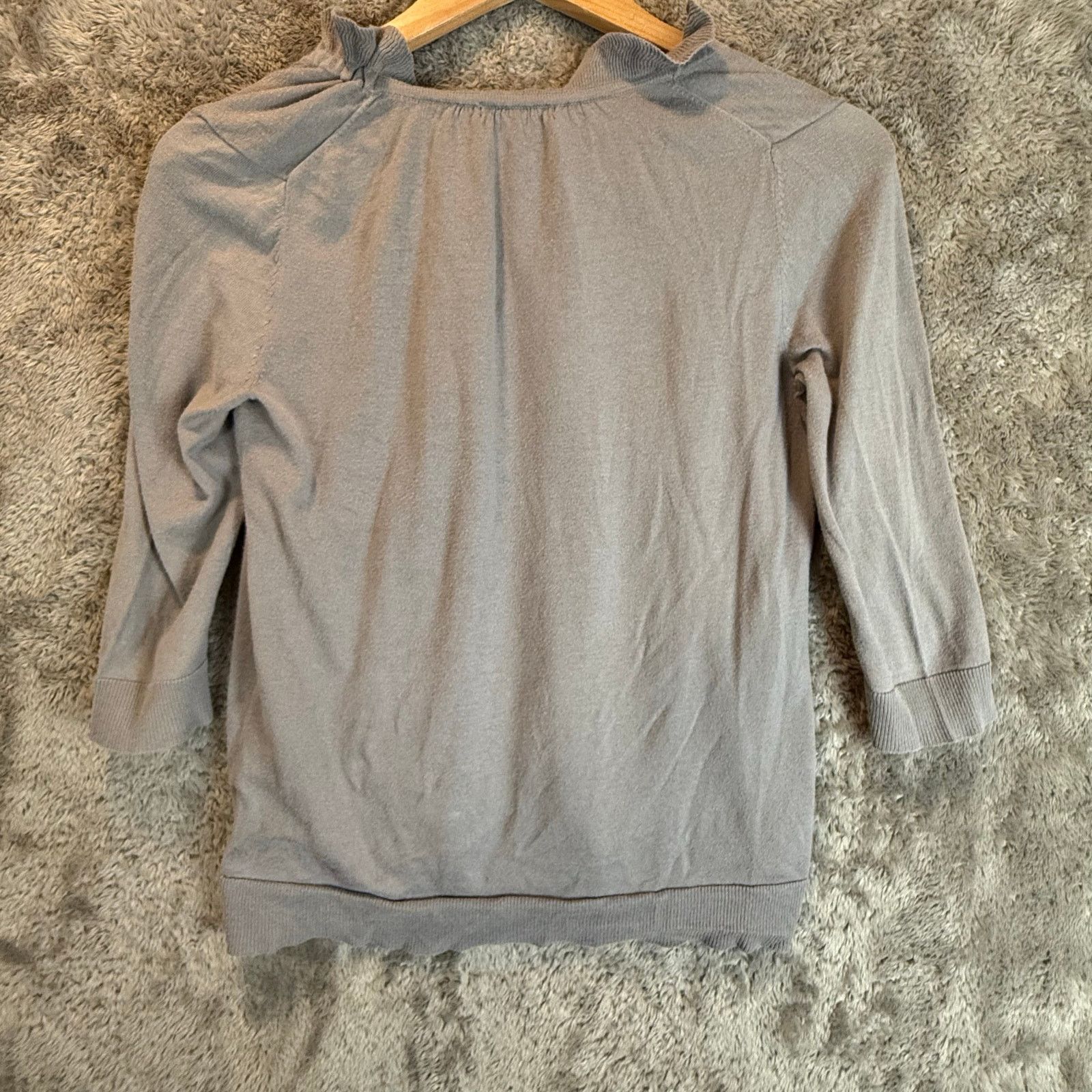 Gap Gap Gray Cotton Cardigan Sweater Open Tie Neck Ruffle S Y2K Size S / US 4 / IT 40 - 2 Thumbnail