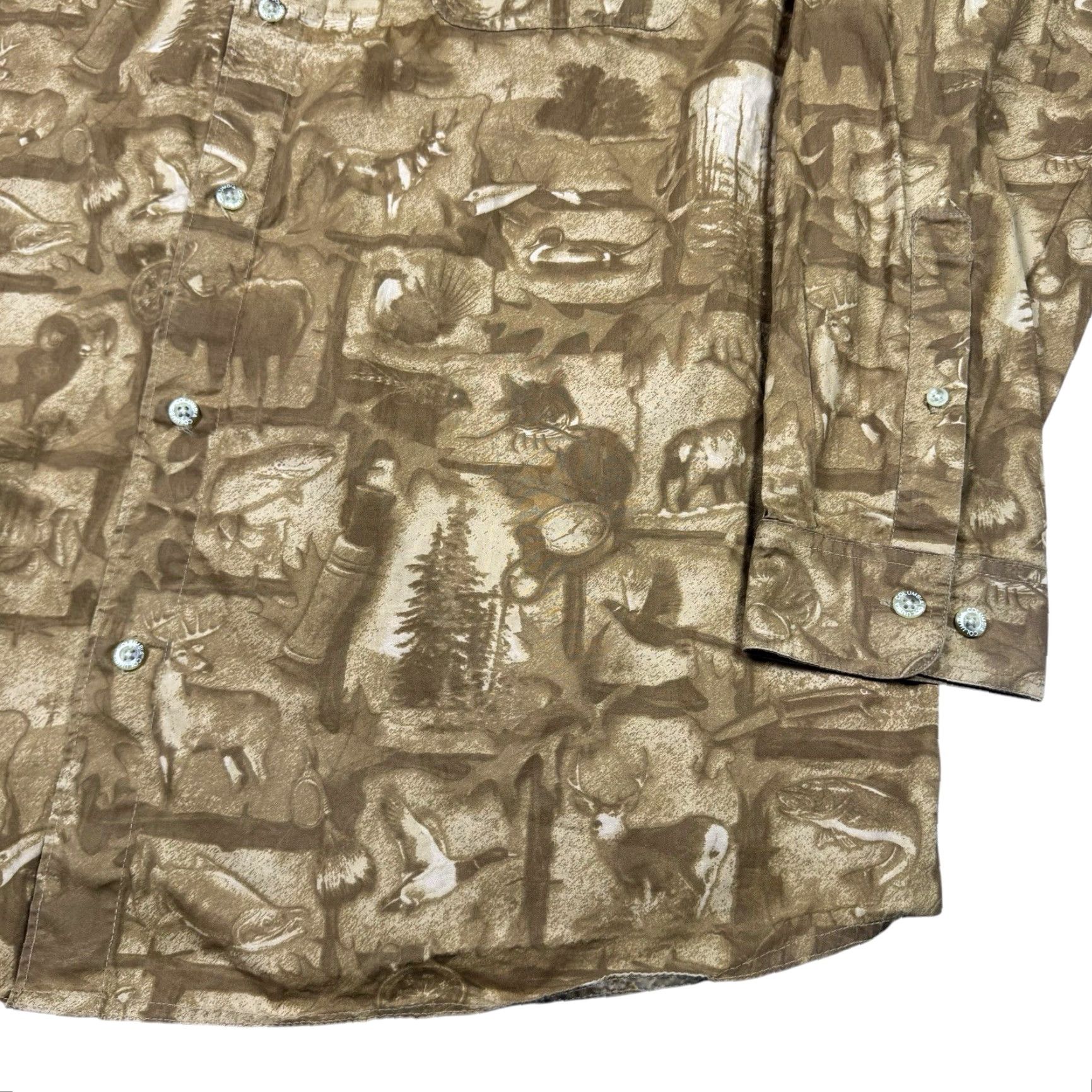 Vintage Columbia Shirt Mens 2XL All Over Print Outdoor Hunting Moose Brown Button-Up Casual Size US XXL / EU 58 / 5 - 3 Thumbnail