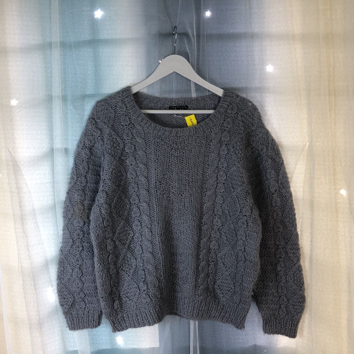 image of Aran Isles Knitwear x Homespun Knitwear Perendale Grey Shag Shaggy Fur Mohair Knitwear 7407 (Size M