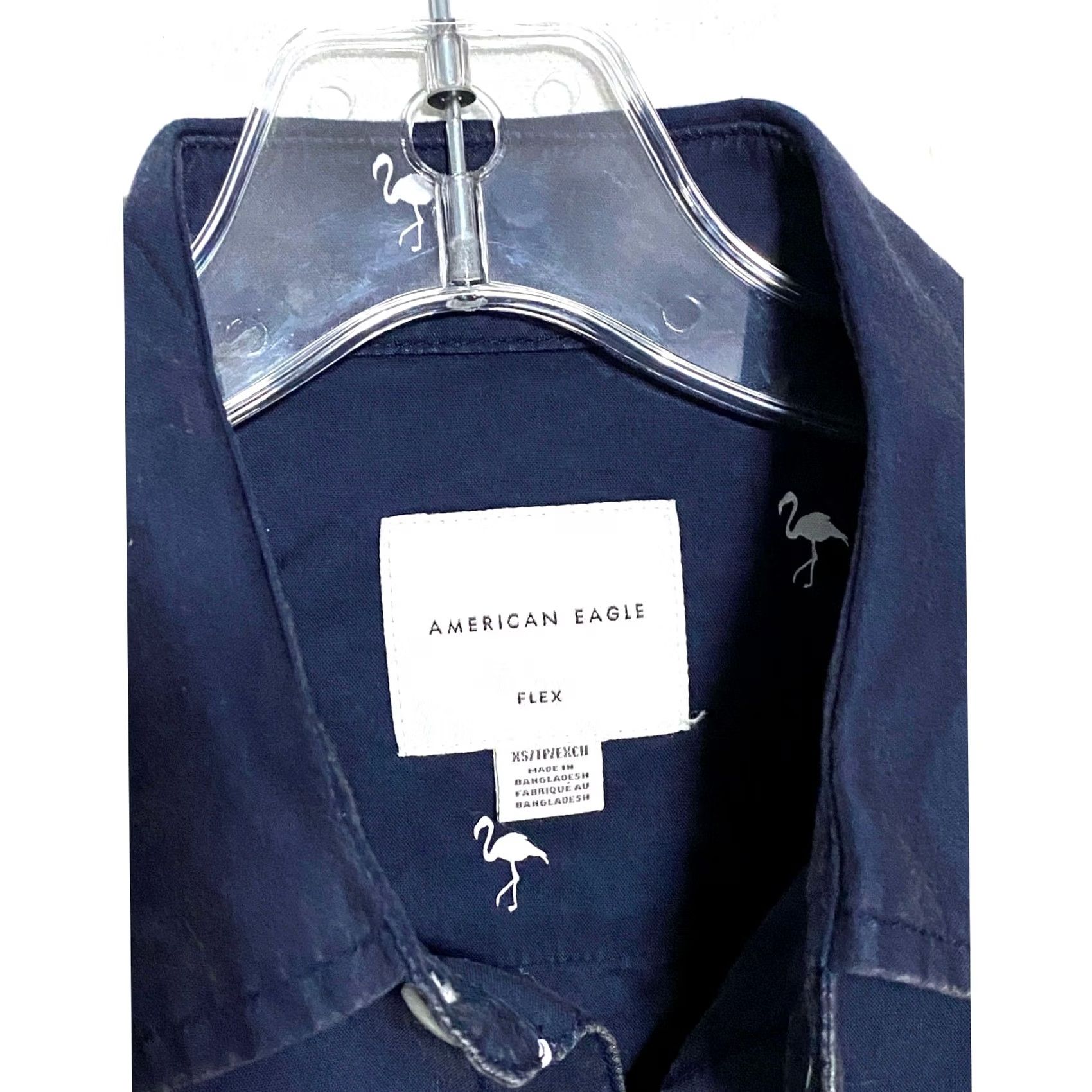 American Eagle Outfitters American Eagle Outfitters Shirt Mens XS Button-Up Flex Flamingo AOP Cottage Beach Travel Resort Spring Summer Nautical Beachwear Preppy Boys/Gents Size US XS / EU 42 / 0 - 5 Thumbnail