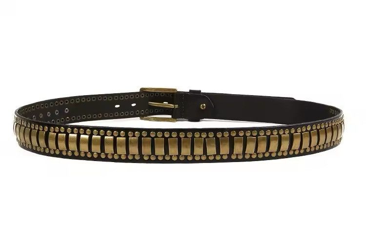 Designer × Leather Gothic Punk Leather Hip Hop Buckle Belt Size ONE SIZE - 2 Thumbnail