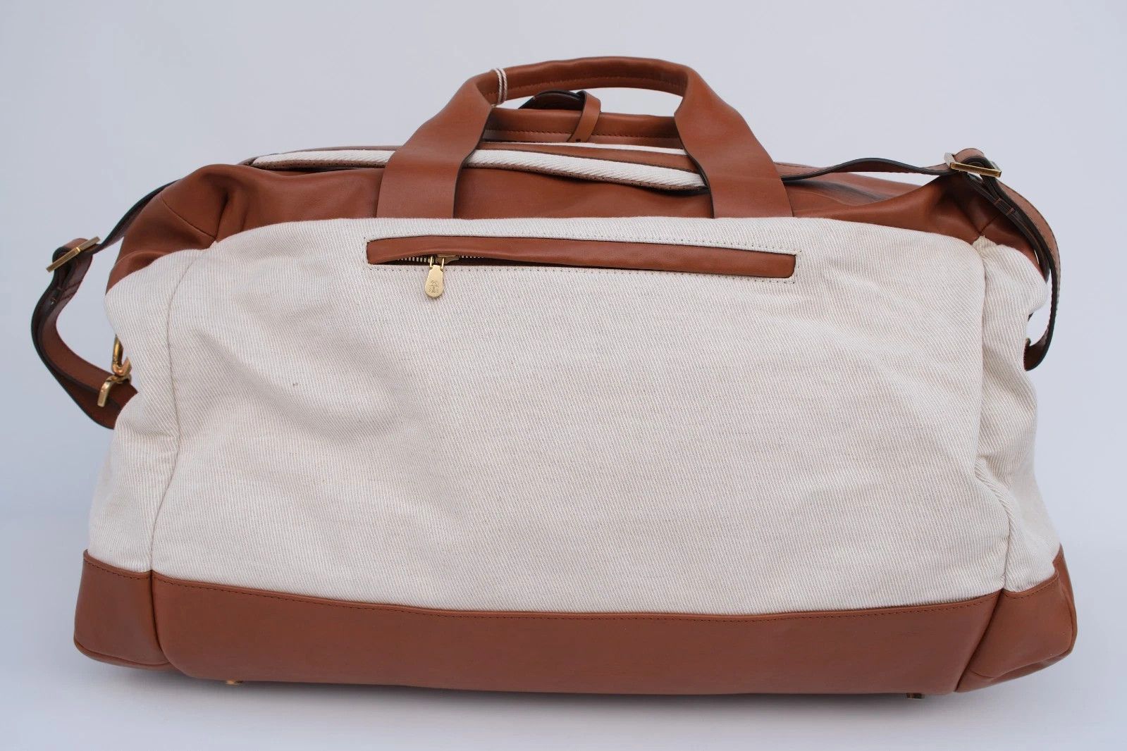 Brunello Cucinelli New Brunello Cucinelli Brown Beige Leather Weekend Bag Size ONE SIZE - 6 Thumbnail