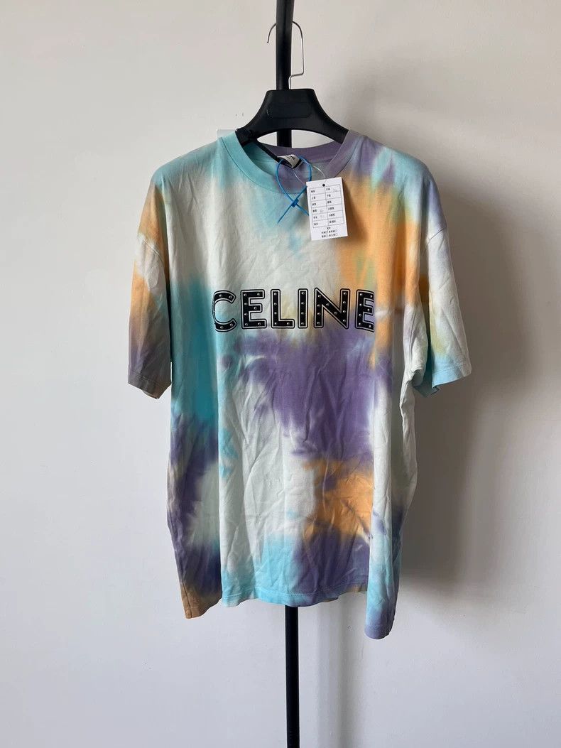 CELINE Tie-Dye Logo Short Sleeve T-Shirt