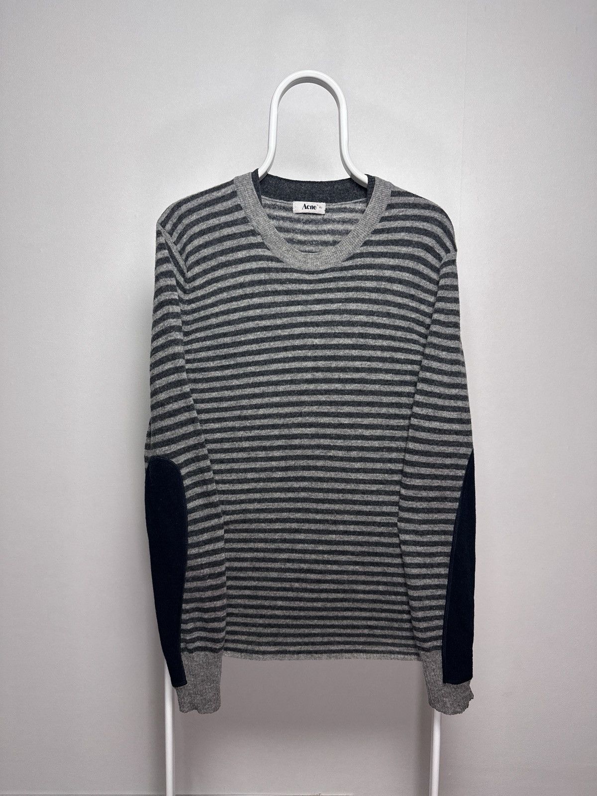 Acne Studios Acne Cerbourg AW11 Elbow Padded Stripped Wool Sweater Size US XL / EU 56 / 4 - 1 Thumbnail