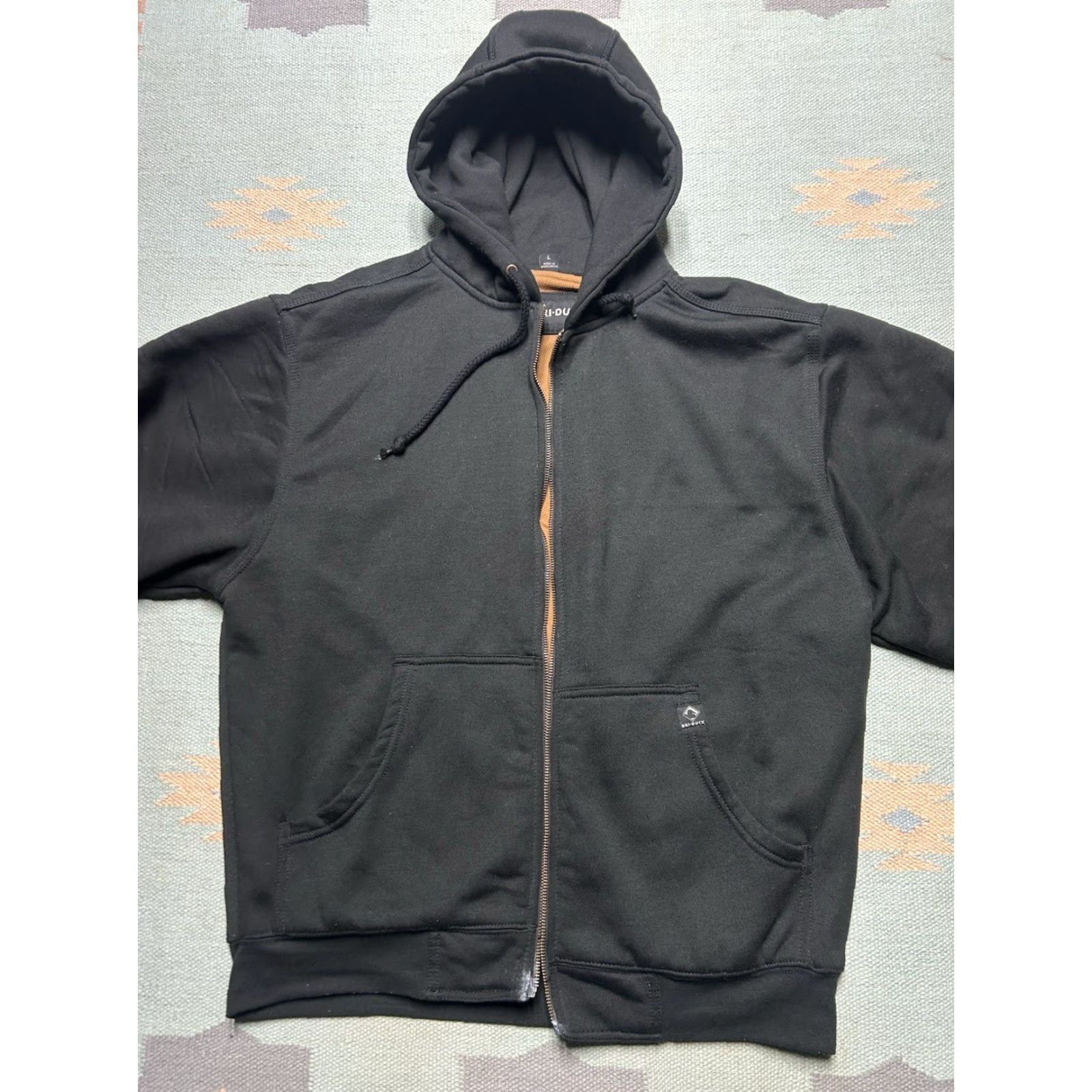 Vintage Dri Duck Hoodie Black Thermal Lined Heavy Zipper BROKEN ZIPPER MENS Large L Size US L / EU 52-54 / 3 - 2 Thumbnail