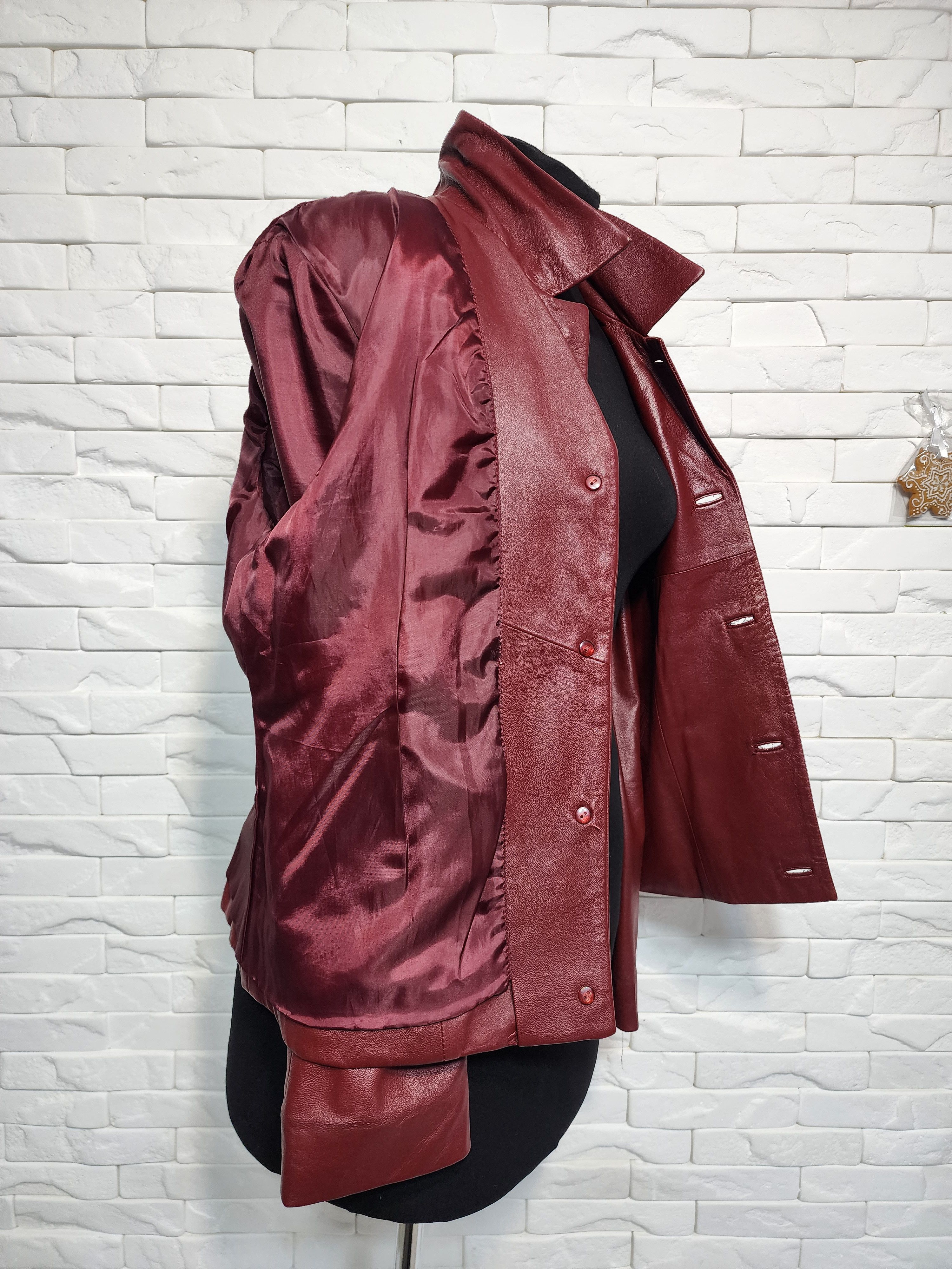 Other Red Leather Jacket: Women's Button-Up Blazer Size L / US 10 / IT 46 - 9 Thumbnail