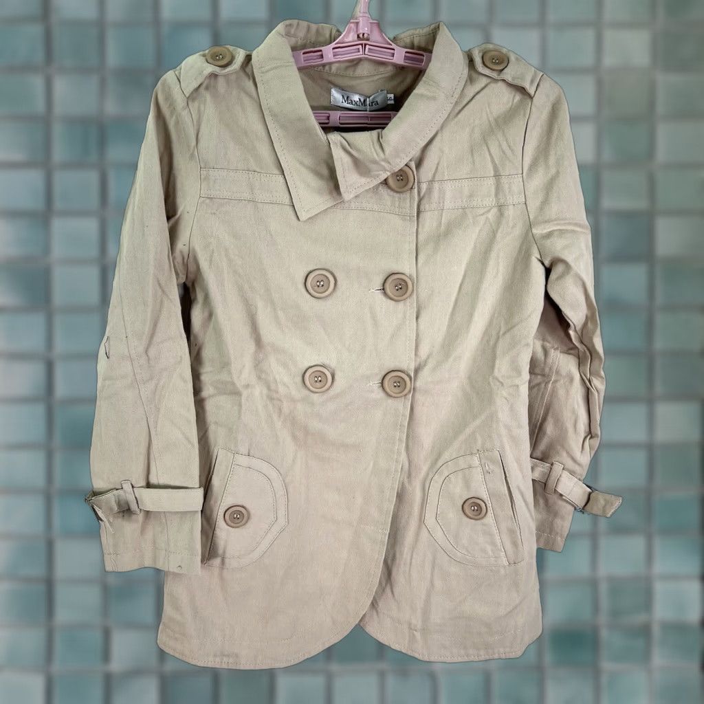 Max Mara VINTAGE Max Mara Trench Coat Womens S Beige Cotton Blend Long Sleeve Mid-Length Classic Designer Italy Size S / US 4 / IT 40 - 1 Thumbnail