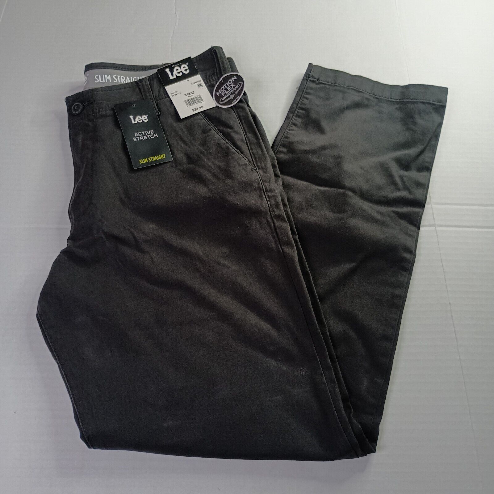 Lee Lee Flat Front Chino Motion Pants Men's 34x32 Black Slim Fit Size US 34 / EU 50 - 1 Thumbnail