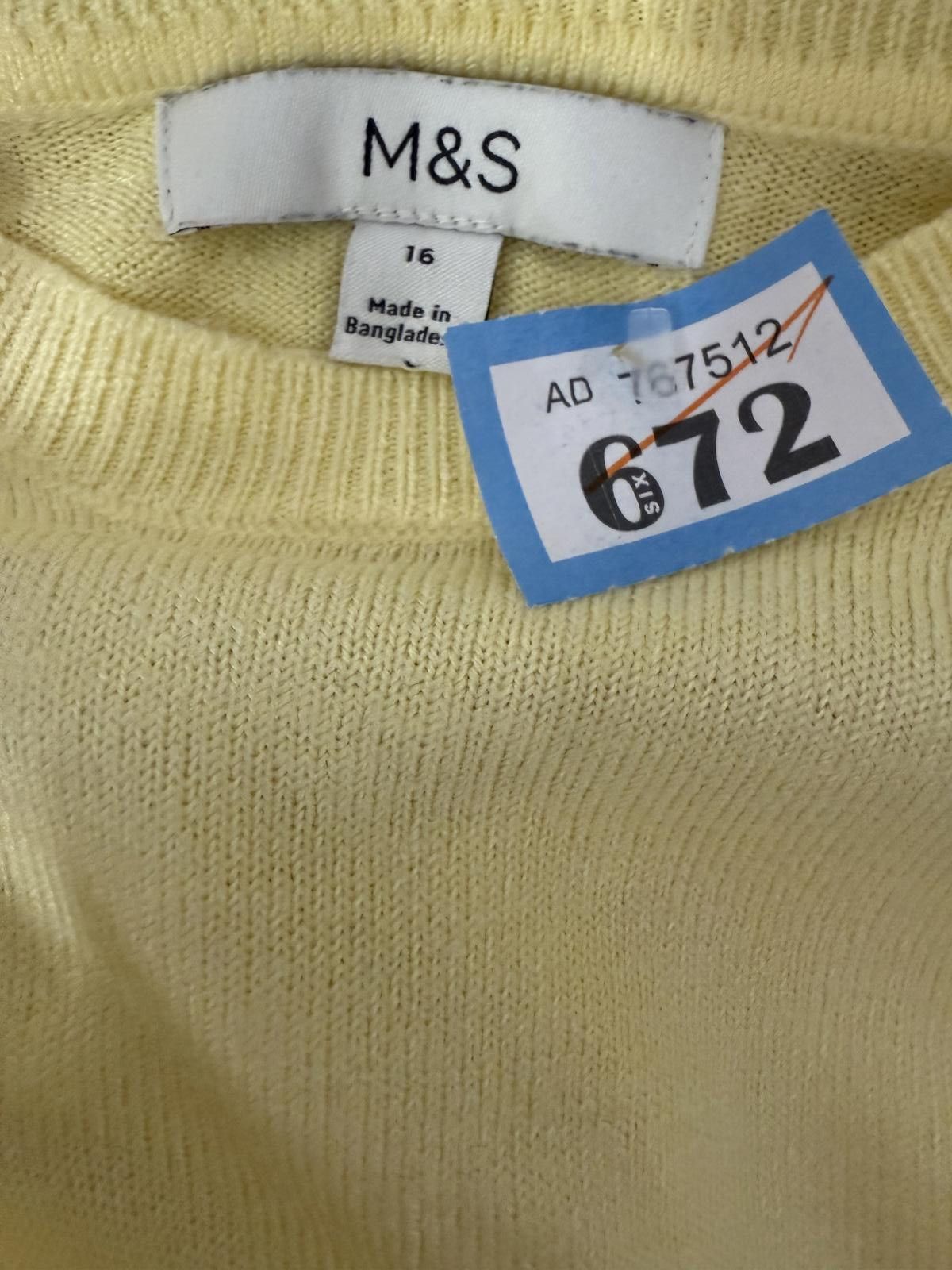 M.E. Sport M&S Yellow Crew Neck Sweater Size 16 Size ONE SIZE - 2 Thumbnail