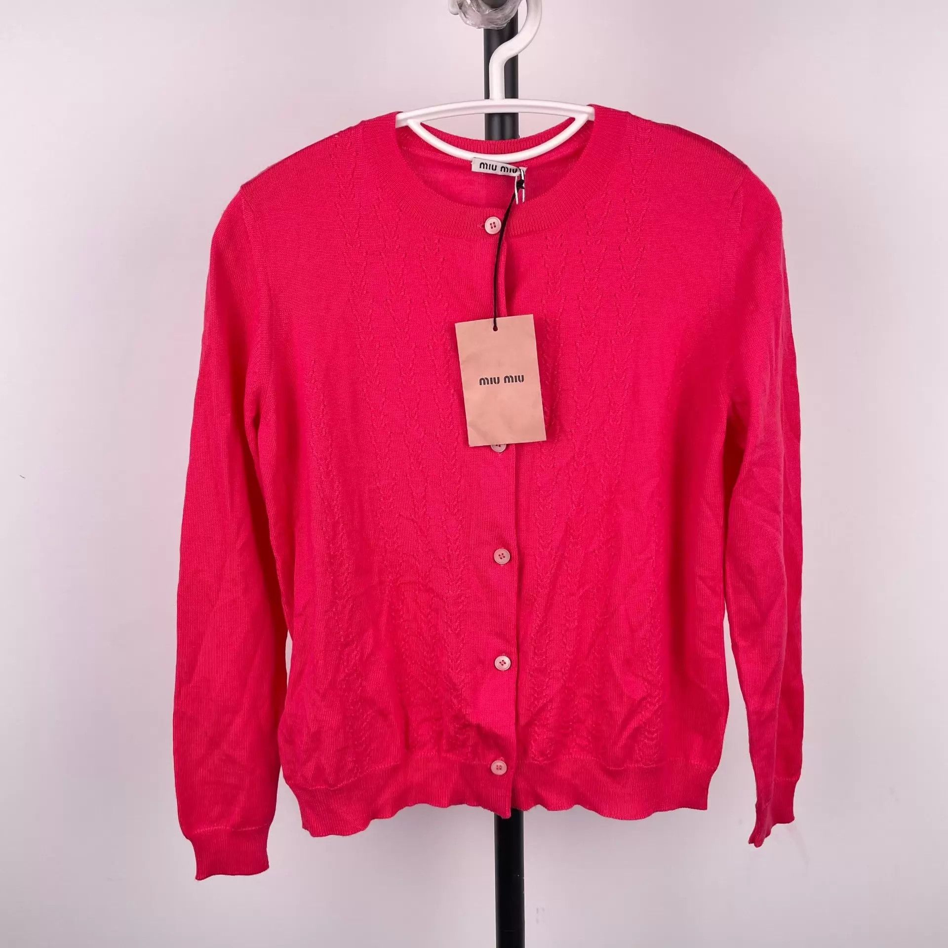 Miu Miu MIU MIU Red Long Sleeve Cardigan Size XS / US 0-2 / IT 36-38 - 1 Thumbnail