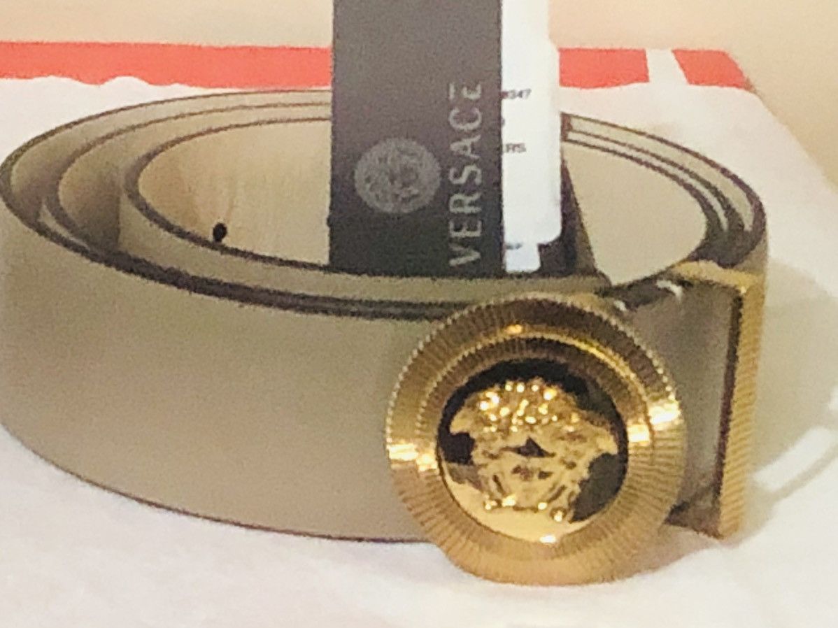 Versace Versace Medusa Leather Belt Biggie Beige 💎🏷️ Size 40 - 1 Thumbnail