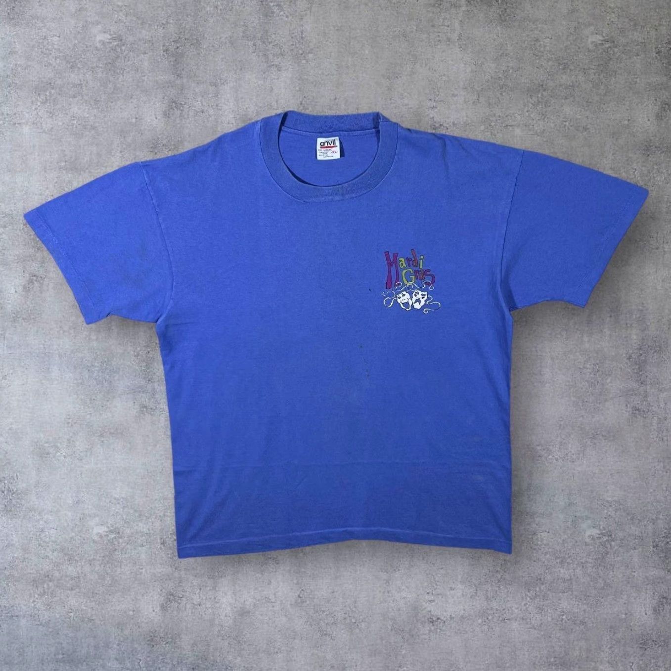Anvil VINTAGE Anvil Mardis Gras “French Quarter New Orleans” T-Shirt XL Blue Short Sleeve Graphic Print Souvenir Men Regular Size XLG) Size US XL / EU 56 / 4 - 2 Thumbnail