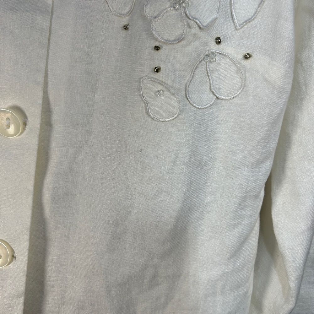 Other JM Collection White Linen Button Front Shacket Shirt Jacket Size M / US 6-8 / IT 42-44 - 4 Thumbnail