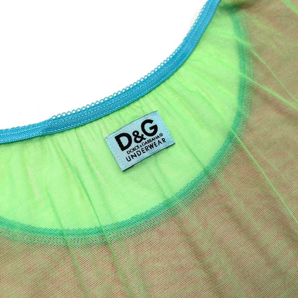 Dolce & Gabbana y2k D&G pink and green mesh color block short sleeve top Size M / US 6-8 / IT 42-44 - 7 Thumbnail
