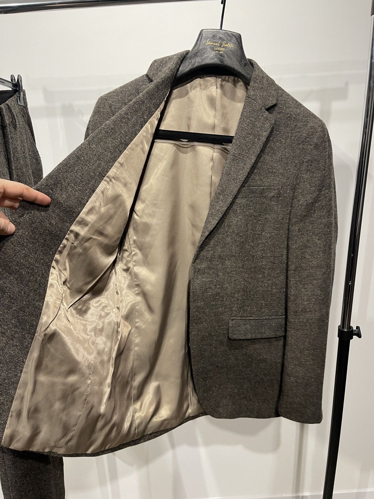 Jack & Jones Jack Jones Men's Classic Wool Suit Beige blazer jacket Size 38R - 4 Thumbnail