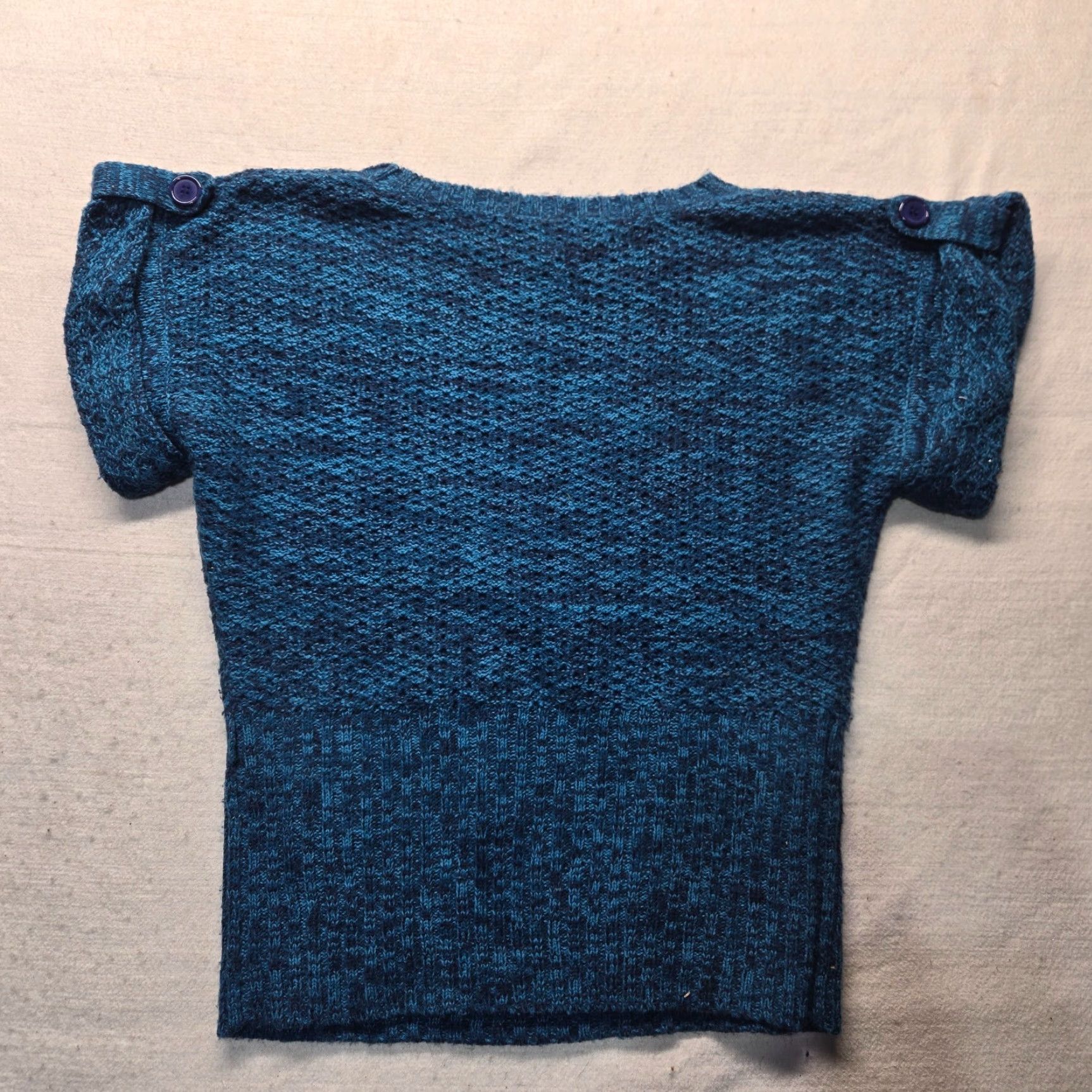 Vintage New Directions Sweater Shirt Adult XL Blue Stretch Knit Pullover Open-Knit 60s Classic Modern Womens Size XL / US 12-14 / IT 48-50 - 5 Thumbnail