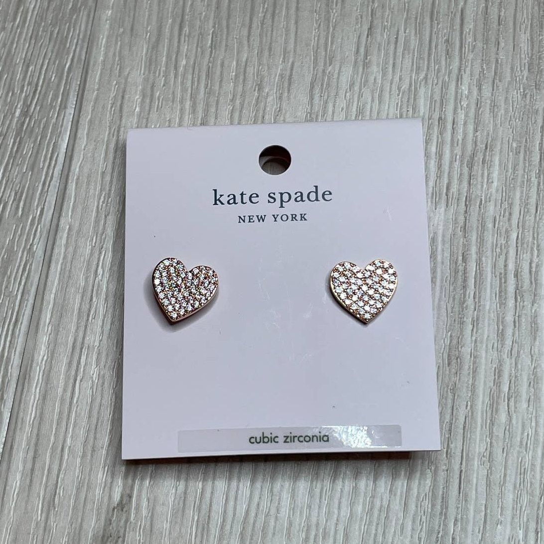 Kate Spade Kate Spade yours truly pave heart studs earrings Rose Gold Size ONE SIZE - 1 Thumbnail