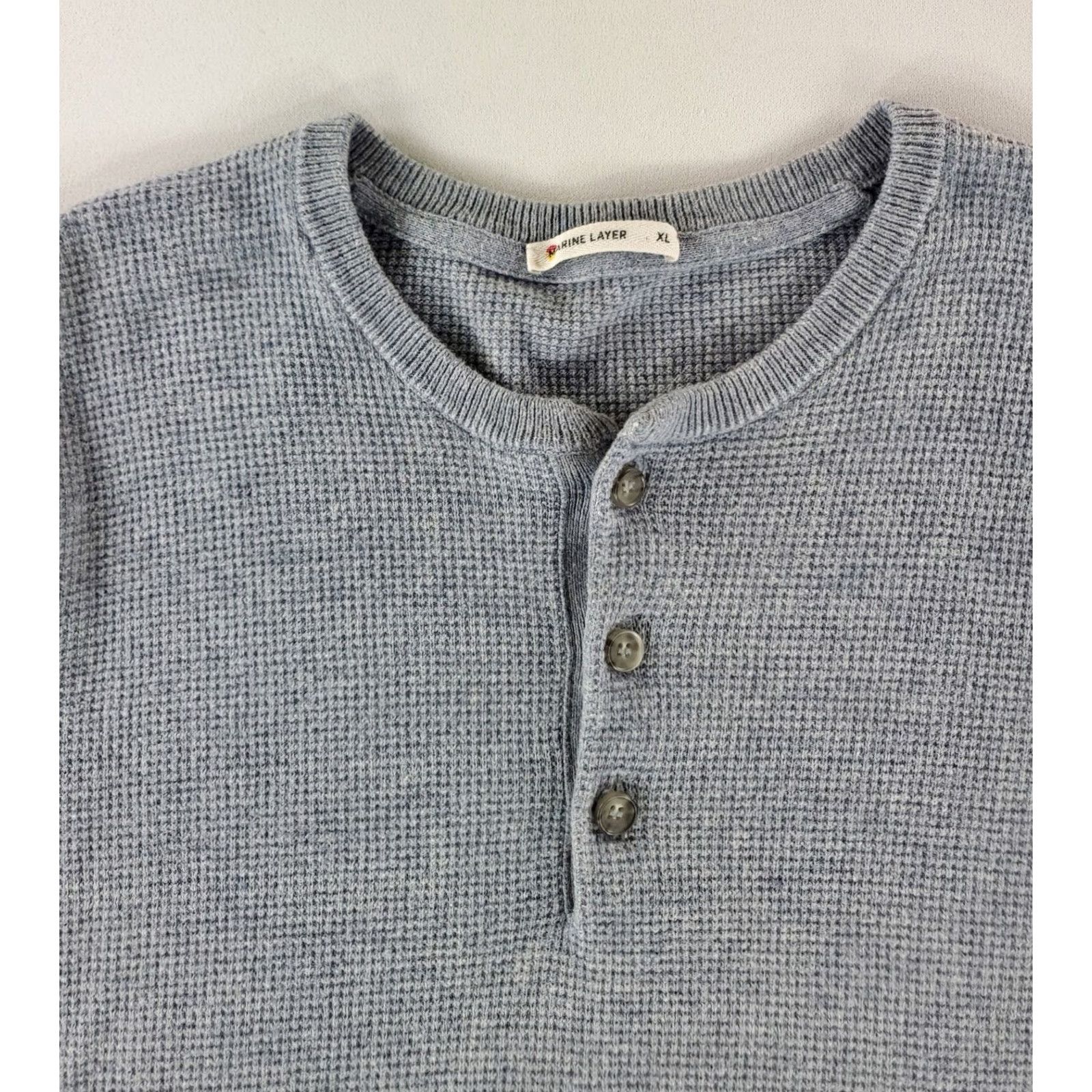 Marine Layer Marine Layer Shirt Thermal Henley 3 Button Gray Mens XL Size US XL / EU 56 / 4 - 3 Thumbnail