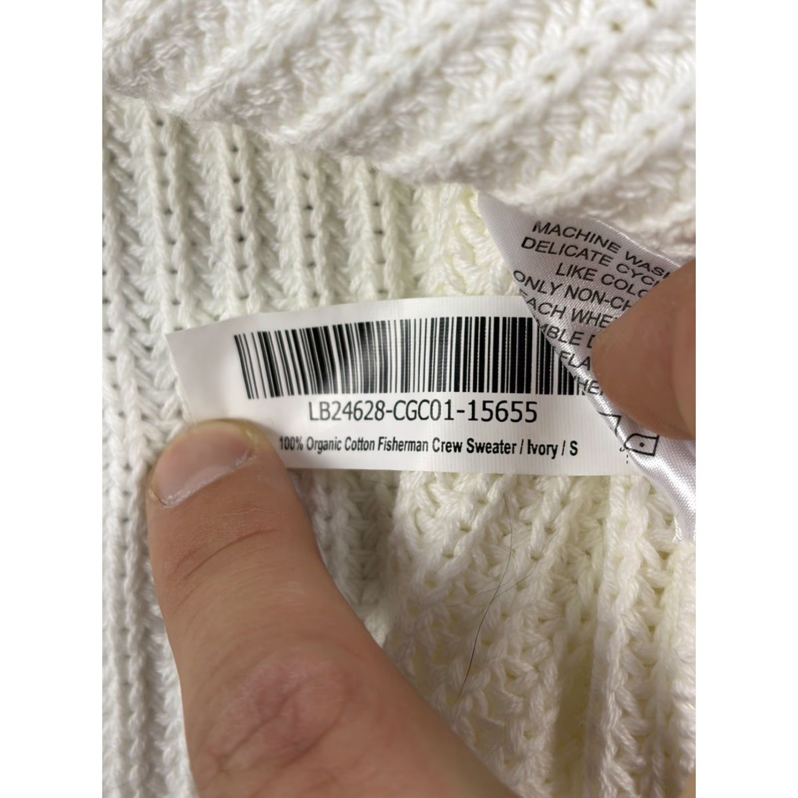 Quince Quince Sweater Womens Small Ivory knit Pullover Crew Neck Fisherman Raglan Long Sleeve Solid Cotton Regular Knit Size S / US 4 / IT 40 - 5 Thumbnail