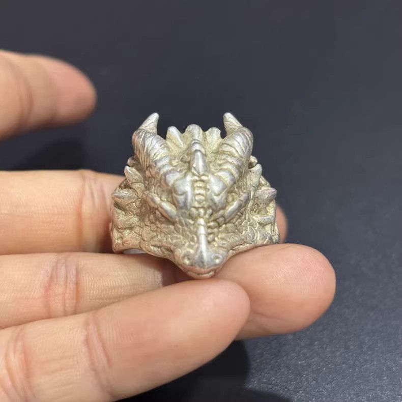 VIBE Chrome Dragon Silver Ring Vintage Rings🔥🔥🔥 Size ONE SIZE - 1 Thumbnail