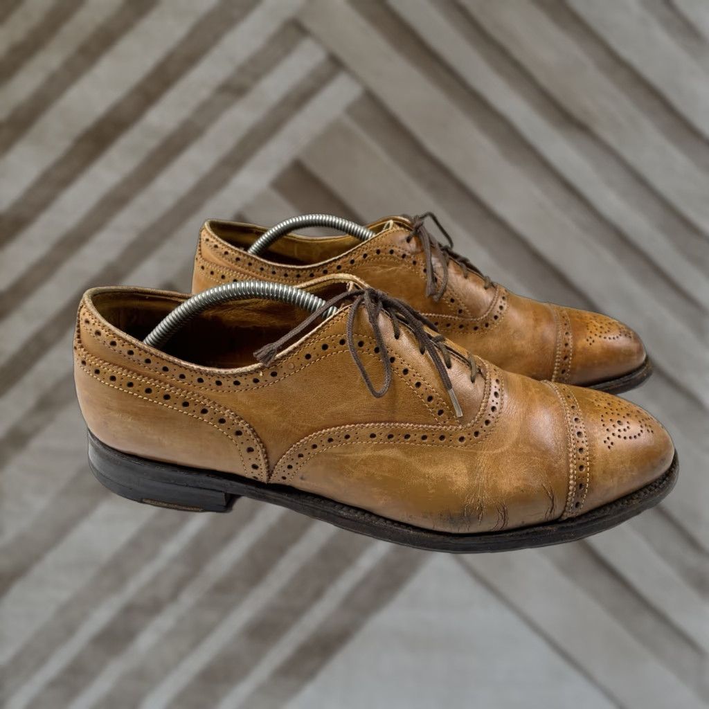 Alden Alden Dress Shoes Oxford Cap Toe Medallion Brown 11.5 B/D Men Shoes Leather Brown Cap Toe Medallion Oxford Dress Shoes 11.5 B/D Mens Size ONE SIZE - 1 Thumbnail
