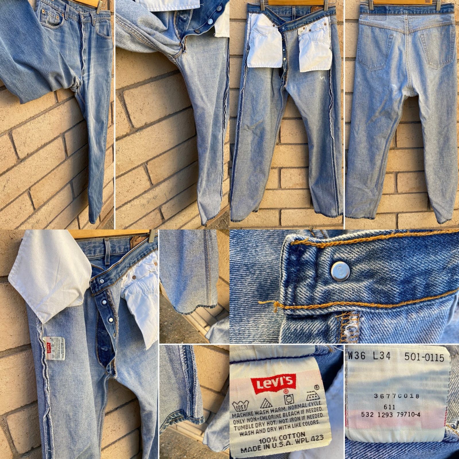 Levi's VINTAGE Levi’s 501 Jeans Distressed From Wear Fade Bleach Spots Stains W 36 L 34 Jeans Mens Denim Blue 501 Cowboy Distressed See Pics Size US 36 / EU 52 - 8 Thumbnail