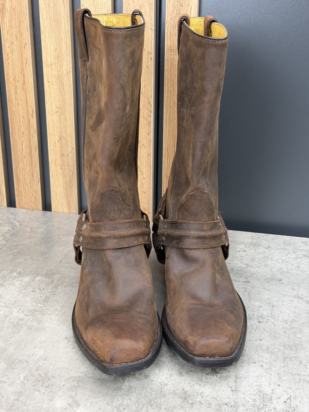 Stars & Stripes Stars & Stripes Brown Leather Biker Western Cowboy Boots Size US 11.5 / EU 44-45 - 6 Thumbnail