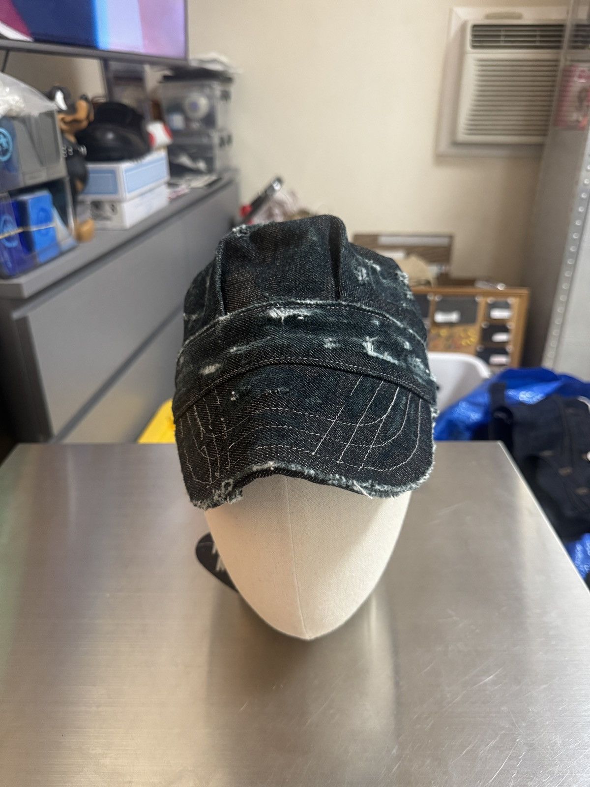 Vintage Vintage Distressed Denim Simplistic Work Shop Fle Cap Hat Size ONE SIZE - 1 Thumbnail