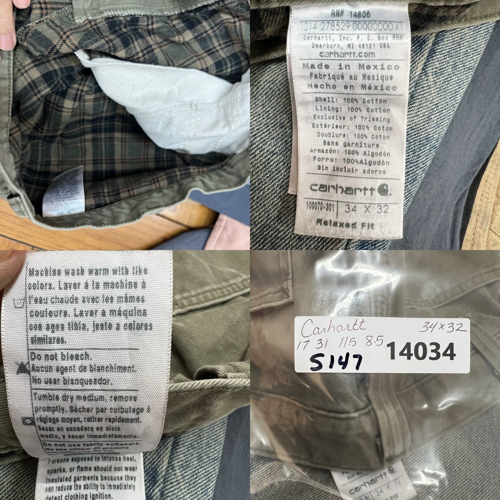 Carhartt VINTAGE Carhartt Canvas Carpenter Lined Distressed Pants Mens Size 34x32 Sage Green 10070 Grunge Workwear Size US 34 / EU 50 - 8 Thumbnail