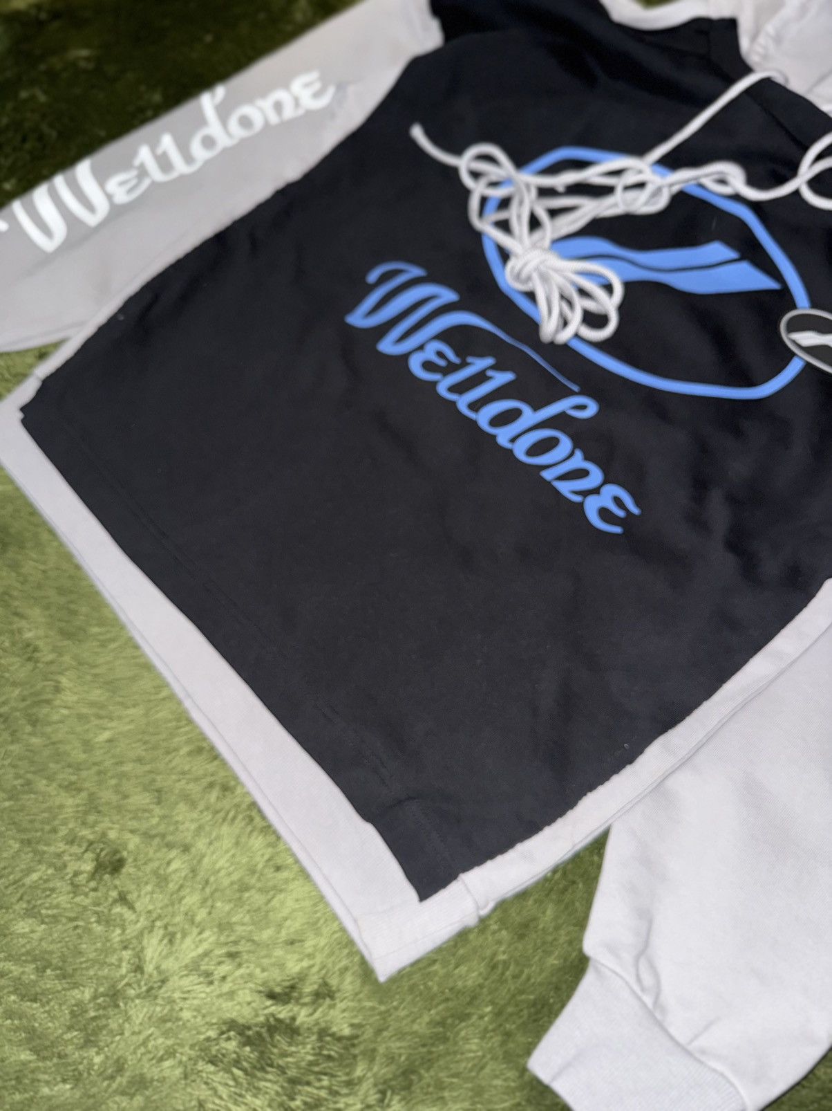 WE11DONE [XS] We11done Oversized Overlay Panel Logo Hoodie Size US XS / EU 42 / 0 - 6 Thumbnail