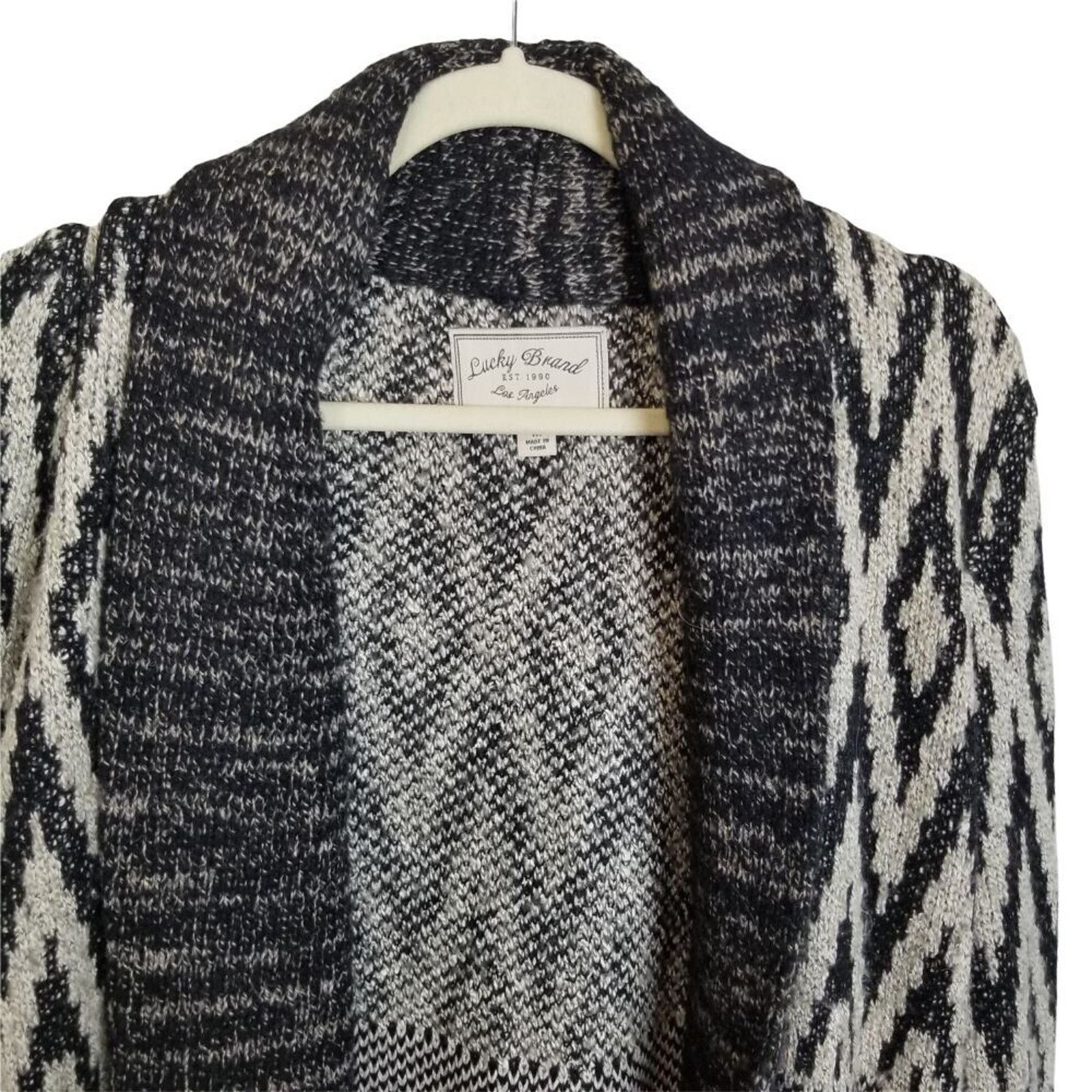 Lucky Brand Lucky Womens Stargazer Wool Cardigan Sweater Open Boho Aztec Size M / US 6-8 / IT 42-44 - 3 Thumbnail