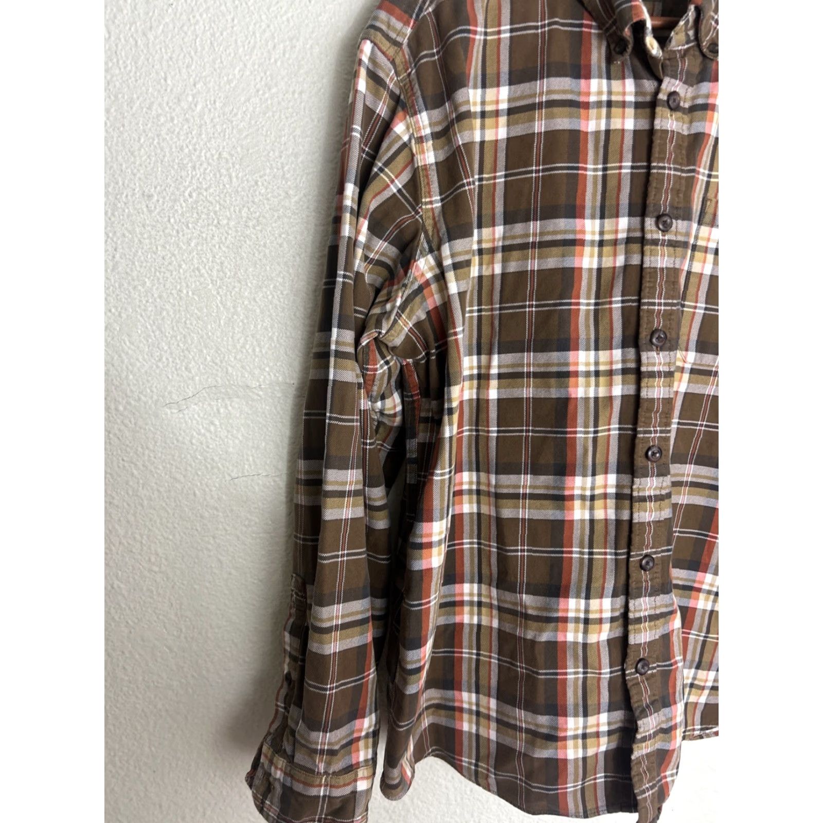 Eddie Bauer Eddie Bauer Mens XL Long Sleeve Plaid Flannel Shirt Orange Brown Cotton Size US XL / EU 56 / 4 - 2 Thumbnail