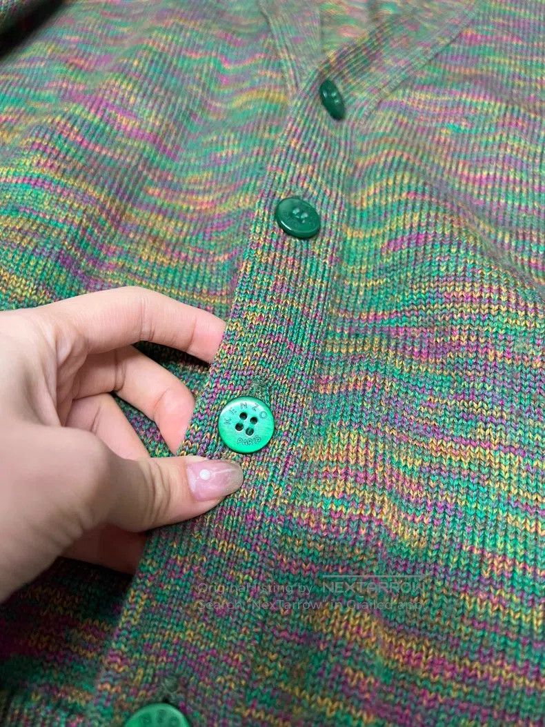 Kenzo Kenzo Christmas 100% Wool Loose Green Knit Open Cardigan J Size L / US 10 / IT 46 - 3 Thumbnail