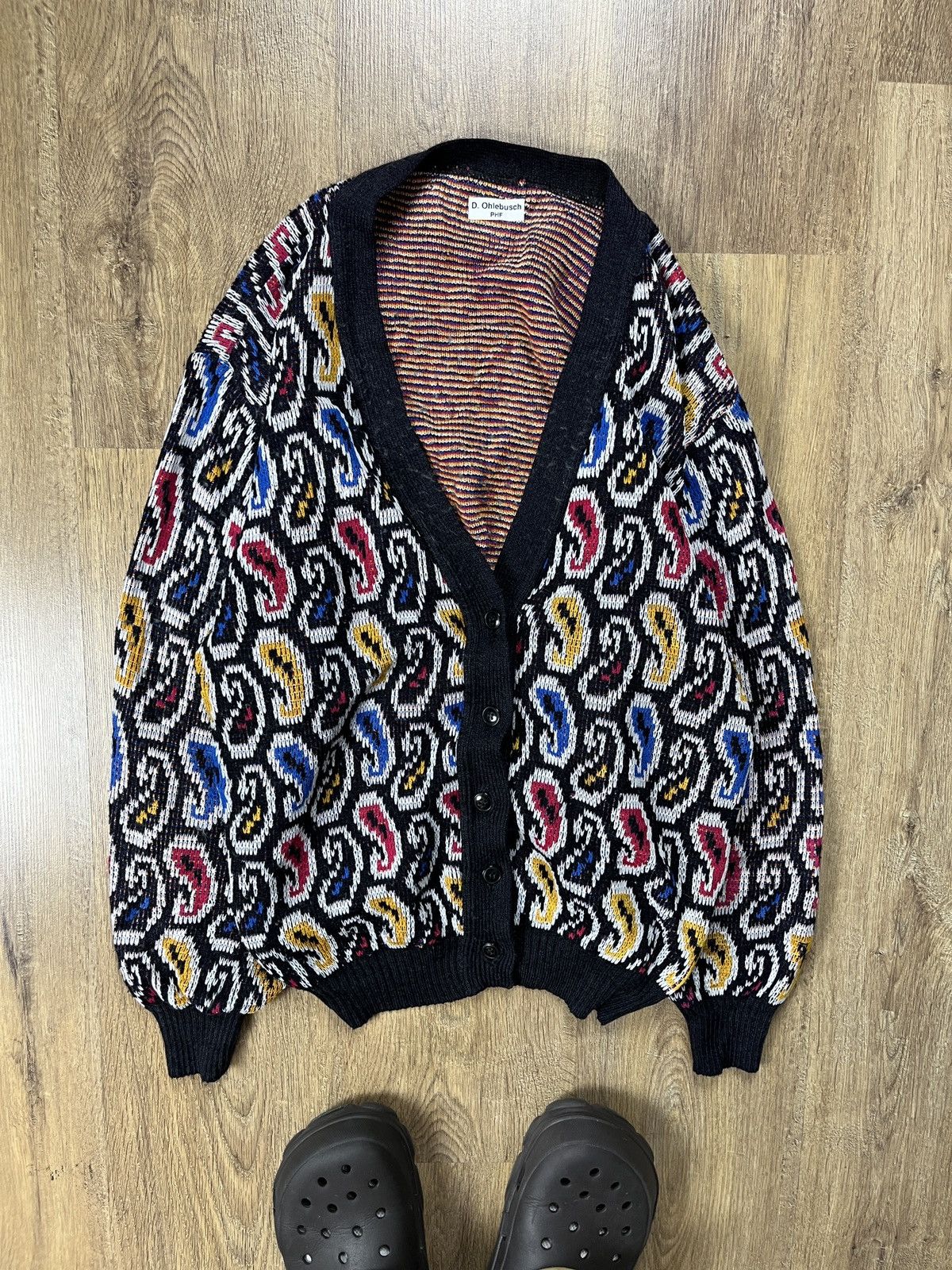 Japanese Brand × Vintage ➕ vintage 80s/90s bandana print wool cardigan Japanese style Size US M / EU 48-50 / 2 - 1 Thumbnail