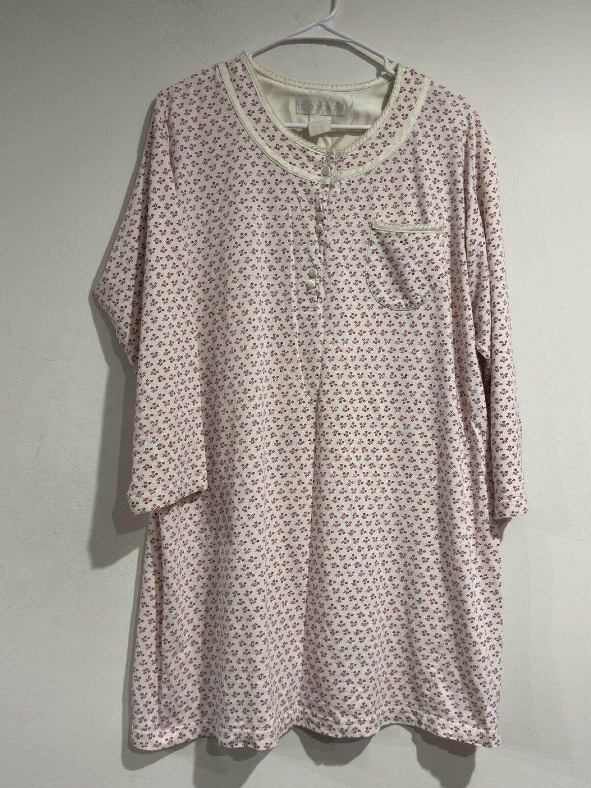 Koman Vintage Komar Floral Nightgown 100% Cotton 3/4 Sleeve Dress Size ONE SIZE - 2 Thumbnail