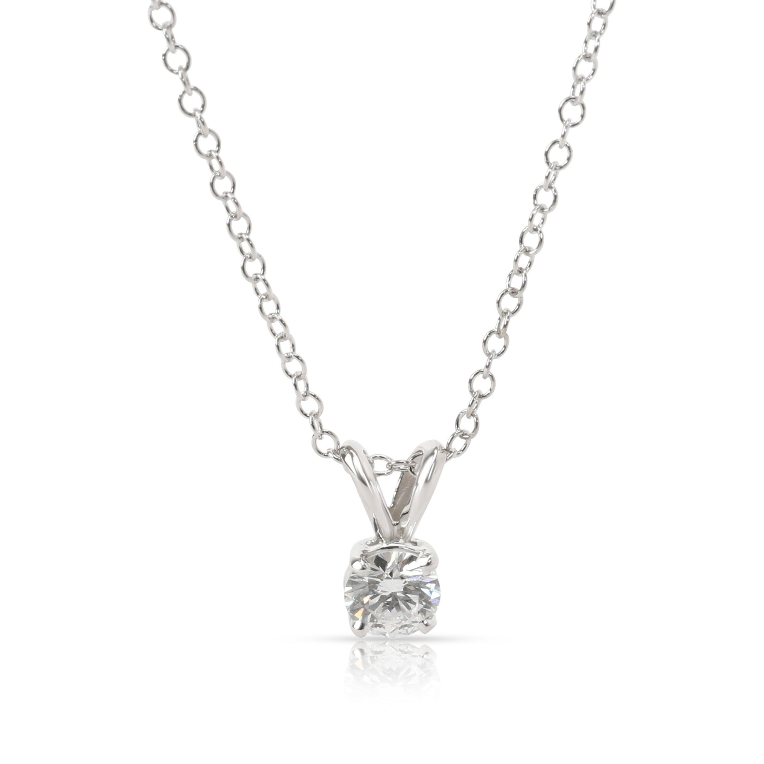 image of Tiffany Co Gia Certified Diamond Solitaire Pendant In Platinum E Vs2 0.51 Ctw in Silver, Women's