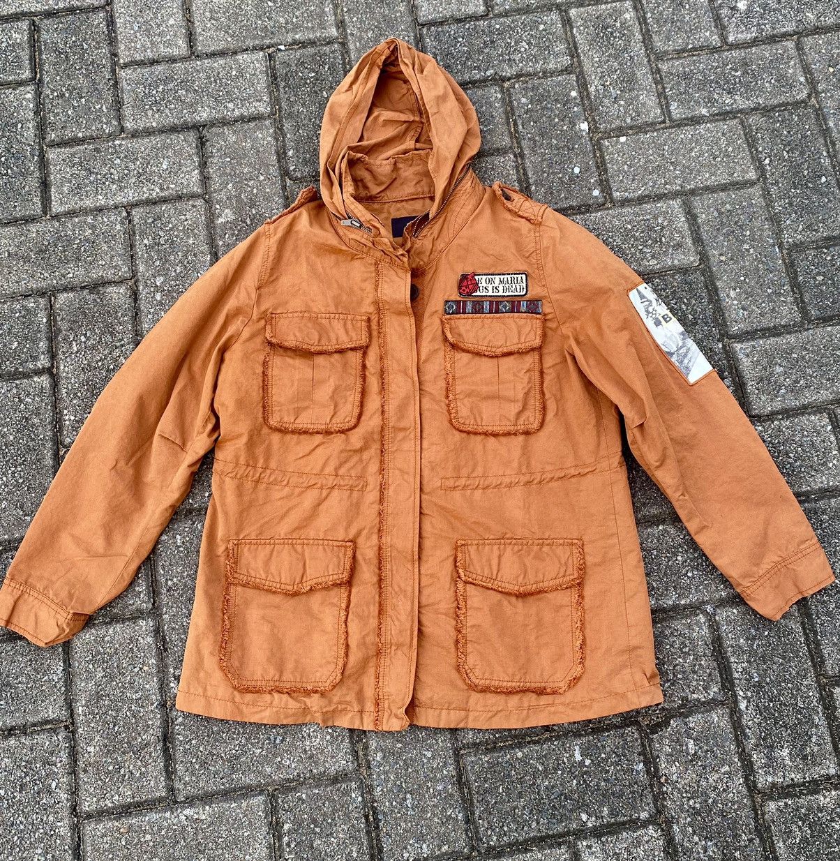Japanese Brand SI Bien Burn Orange Parka Gothic Patch Japanese Distressed Size US L / EU 52-54 / 3 - 3 Thumbnail